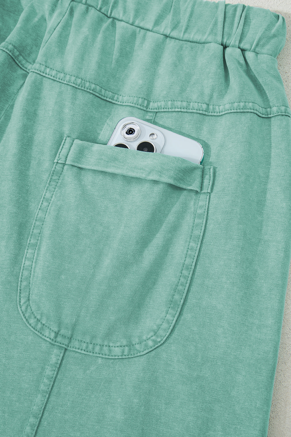 Bonbon Mineral Wash Exposed Seam Wide Leg Cargo Pants