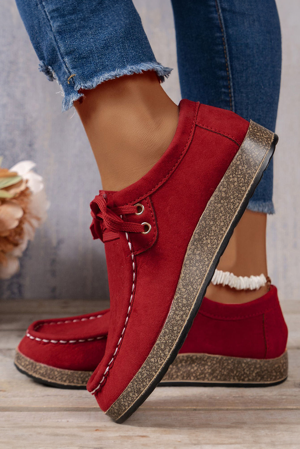 Coffee Lace Up Casual Shoes