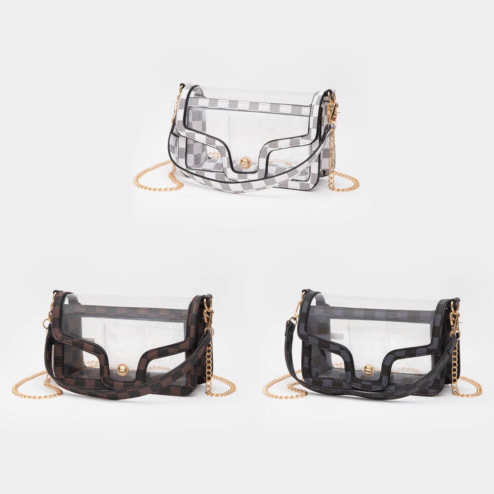 TG10756 Becky Checker Crossbody Bag With Chain Strap