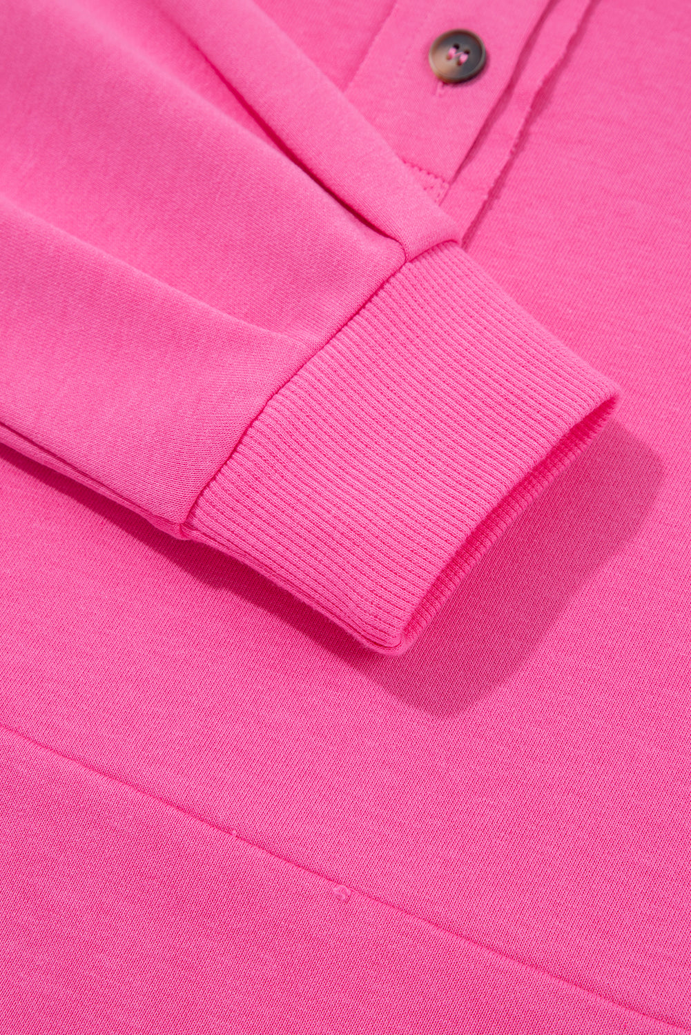 Bright Pink Raw Edge Henley Pullover and Jogger Pants Set
