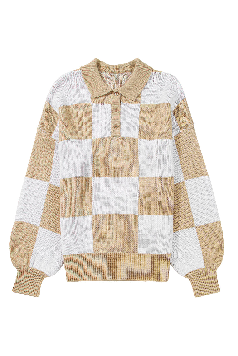 Checker Grid Polo Sweater