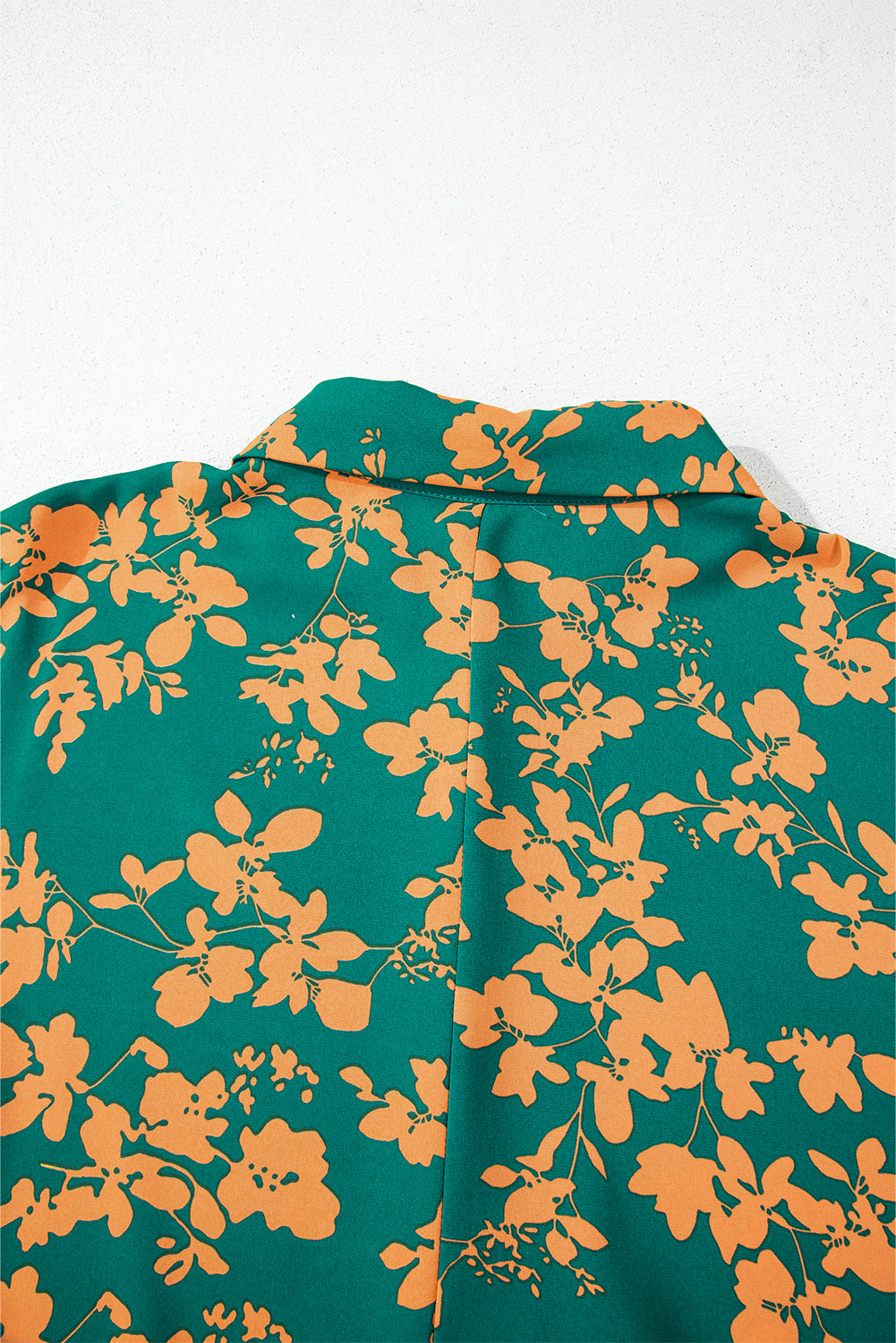 Green Floral Print Drawstring Flowy Short Dress