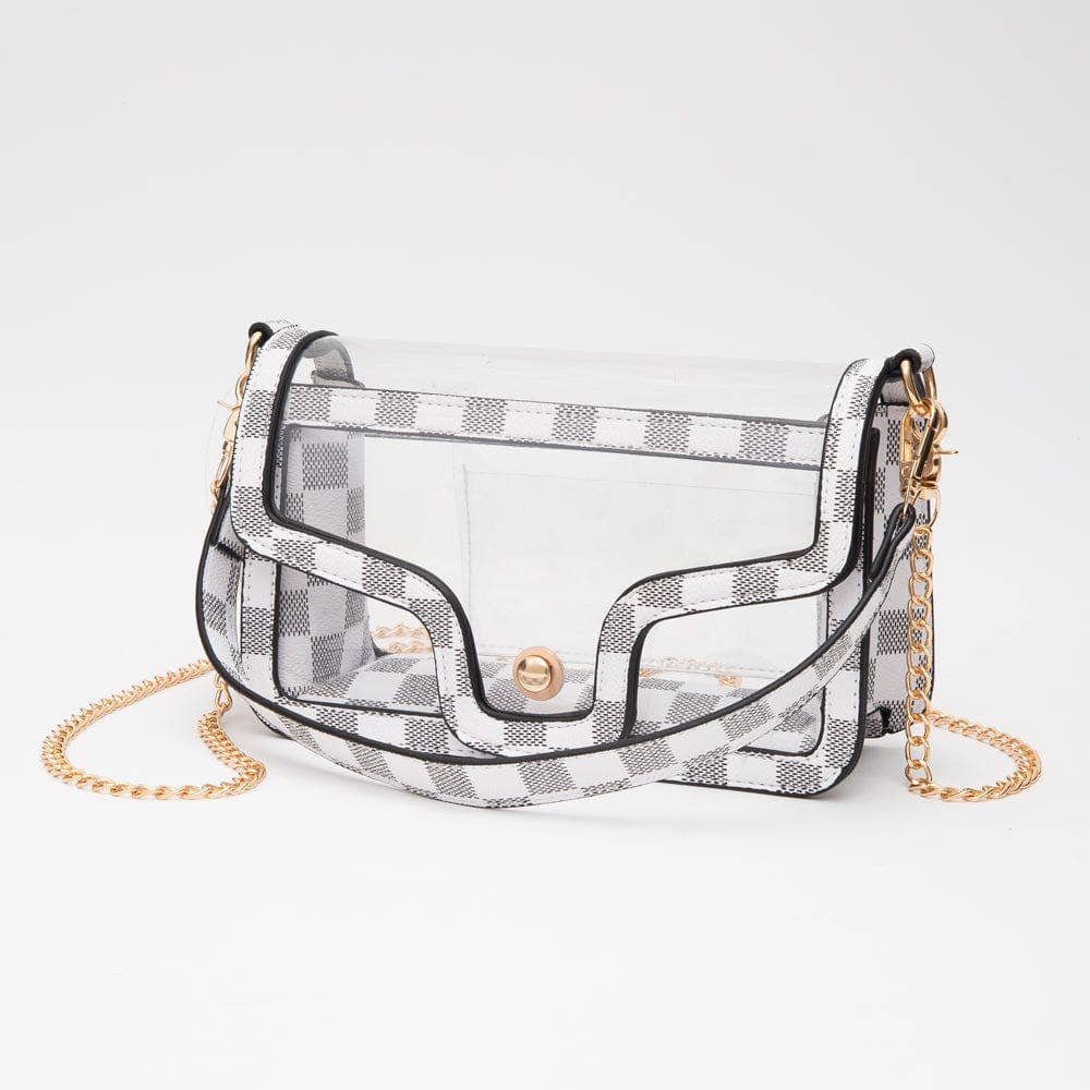 TG10756 Becky Checker Crossbody Bag With Chain Strap
