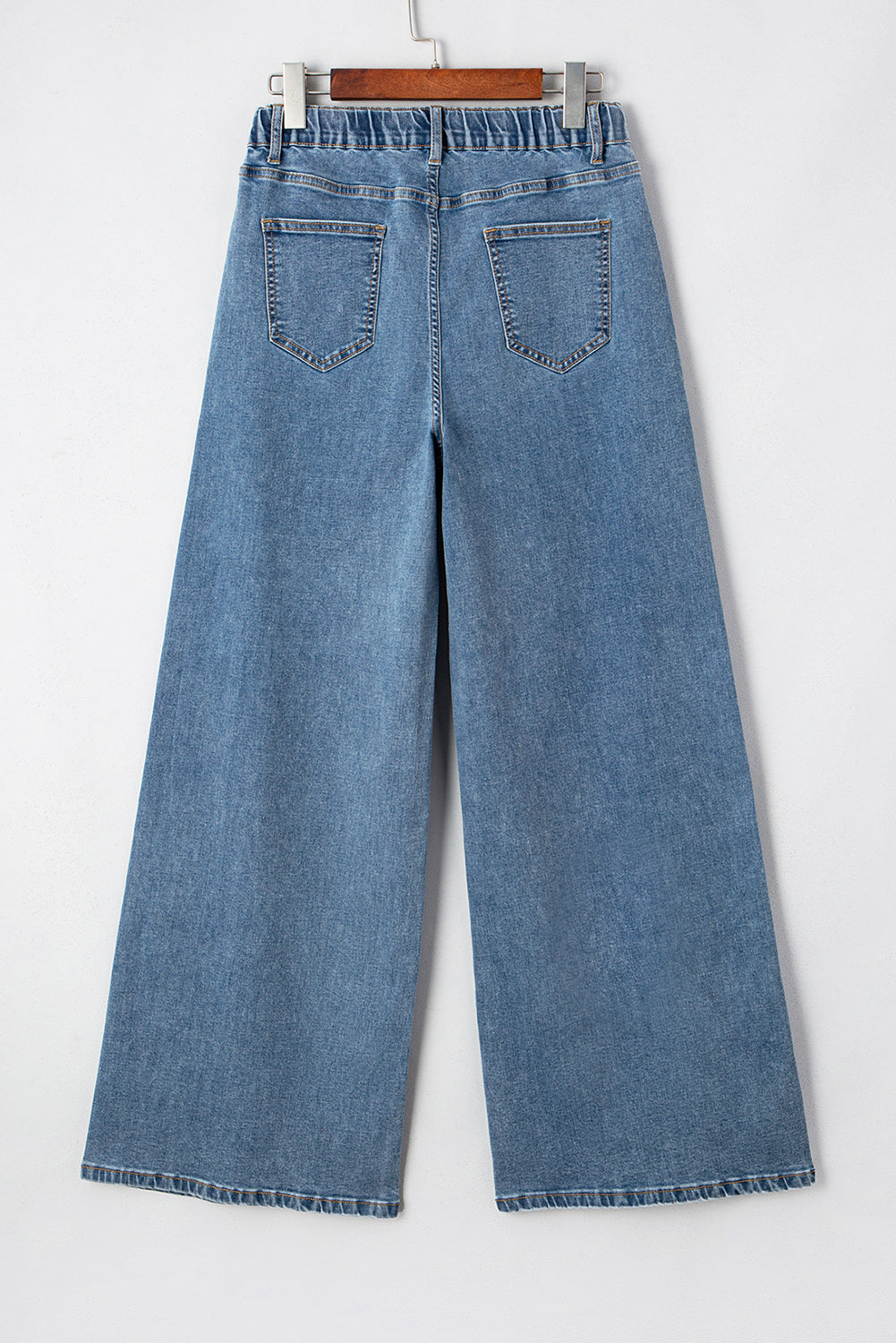 Dusk Blue Medium Wash Drawstring Waist Wide Leg Jeans
