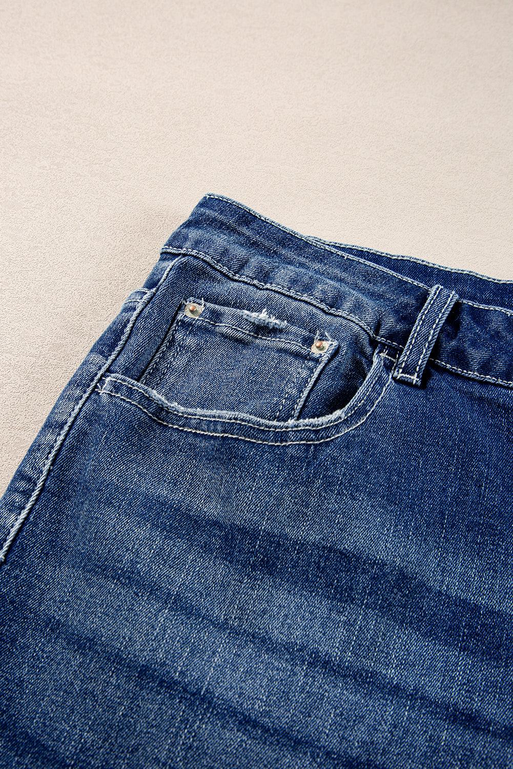 Dirty Blue Distressed Hem Plus Size Flared Jeans