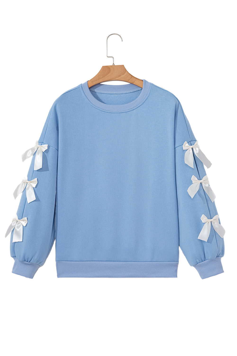 Fiery Red Sweet Bowknot Round Neck Sweatshirt