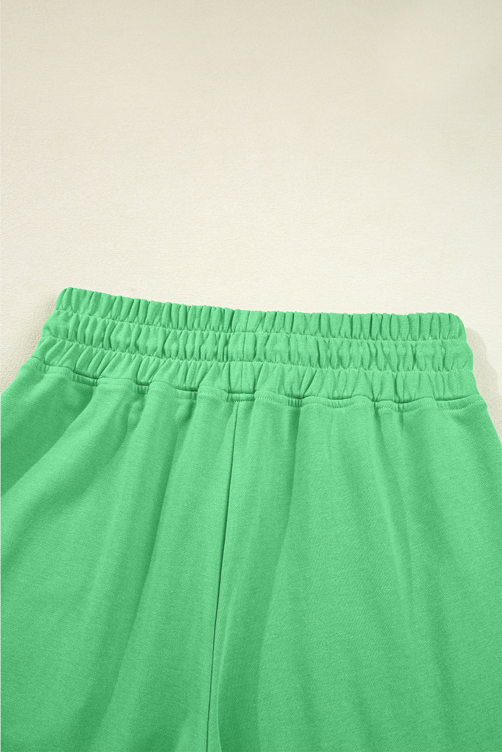 Bright Green Drop Shoulder Crop Pullover Drawstring Wide Leg Pants Set