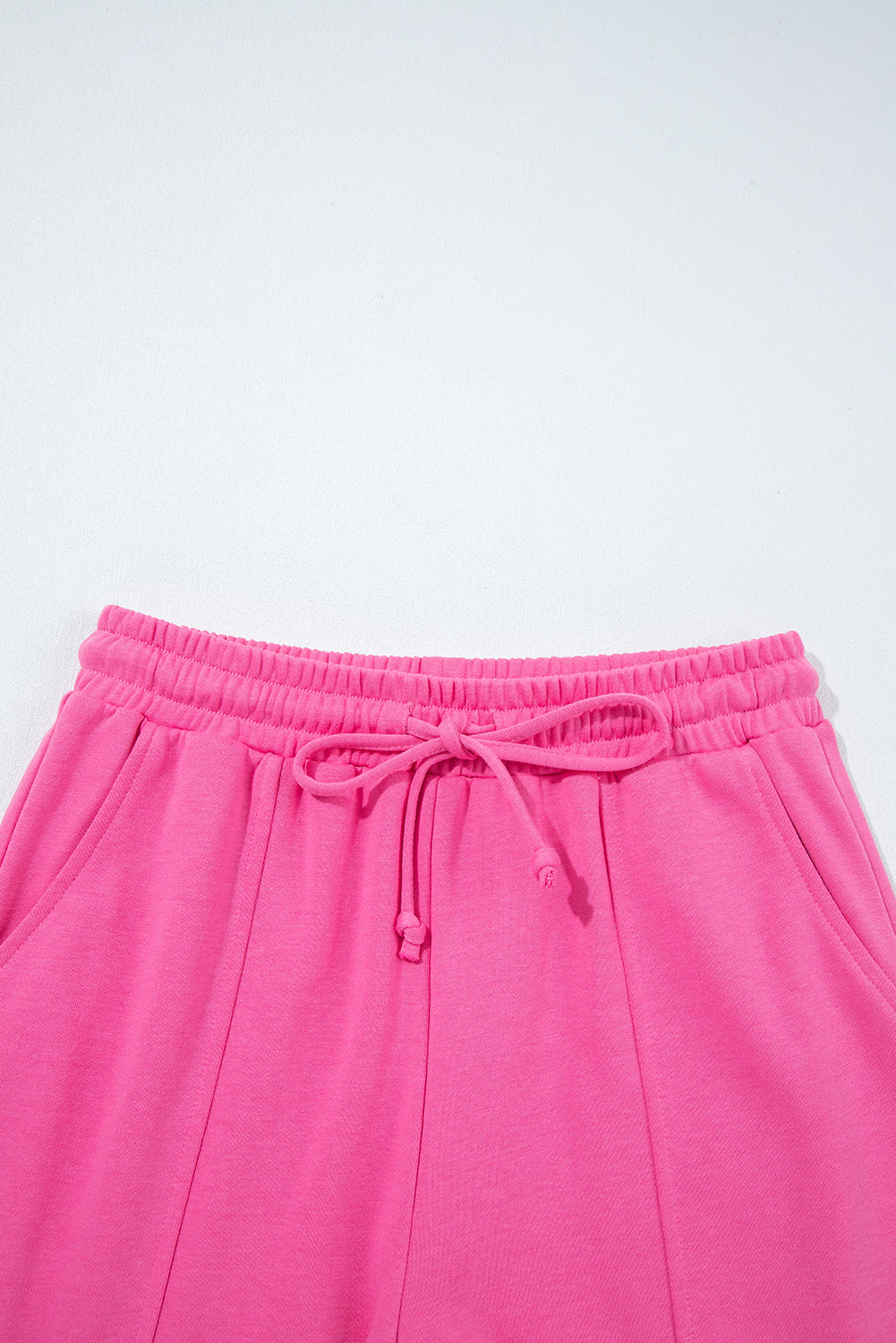 Bright Pink Raw Edge Henley Pullover and Jogger Pants Set