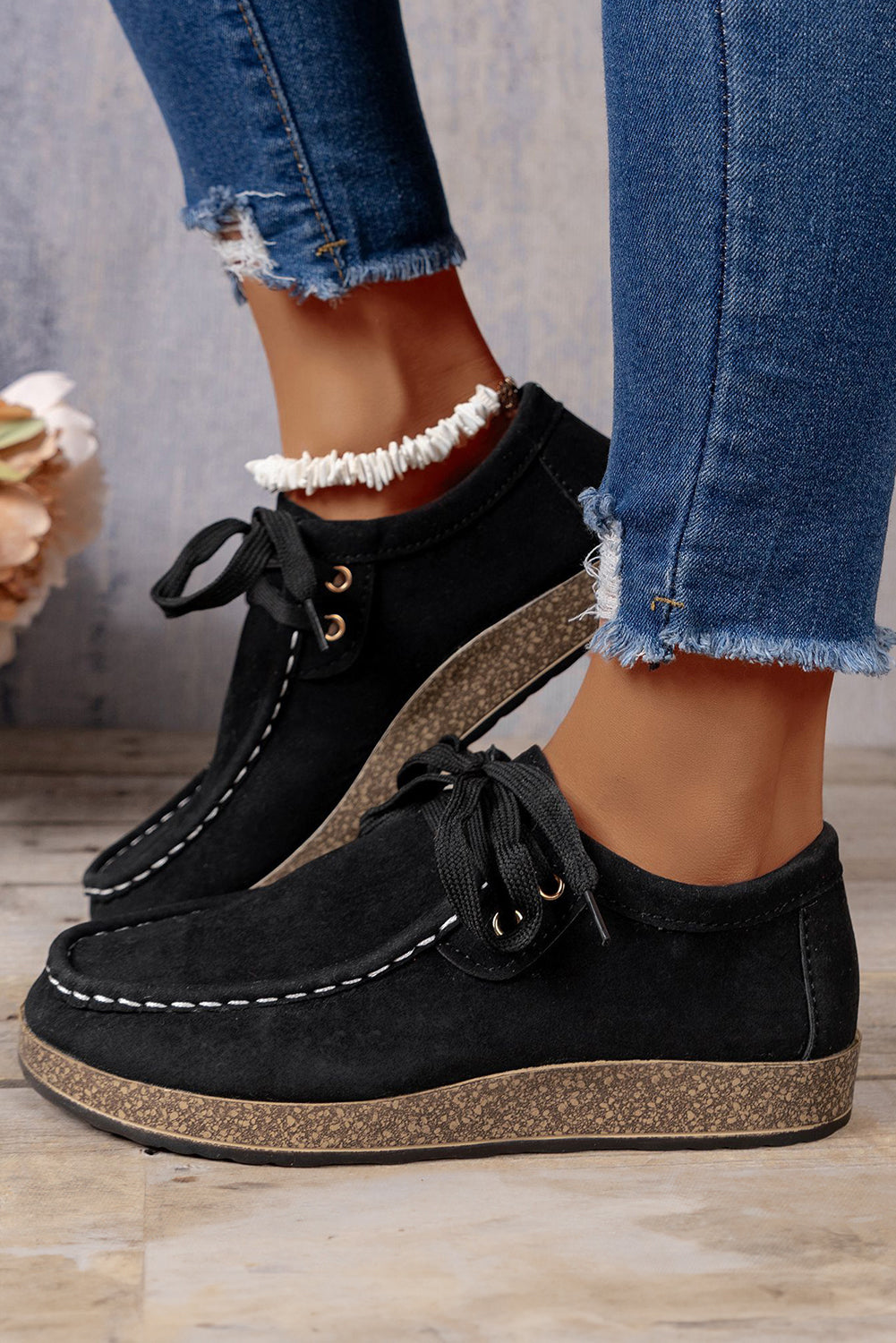 Coffee Lace Up Casual Shoes