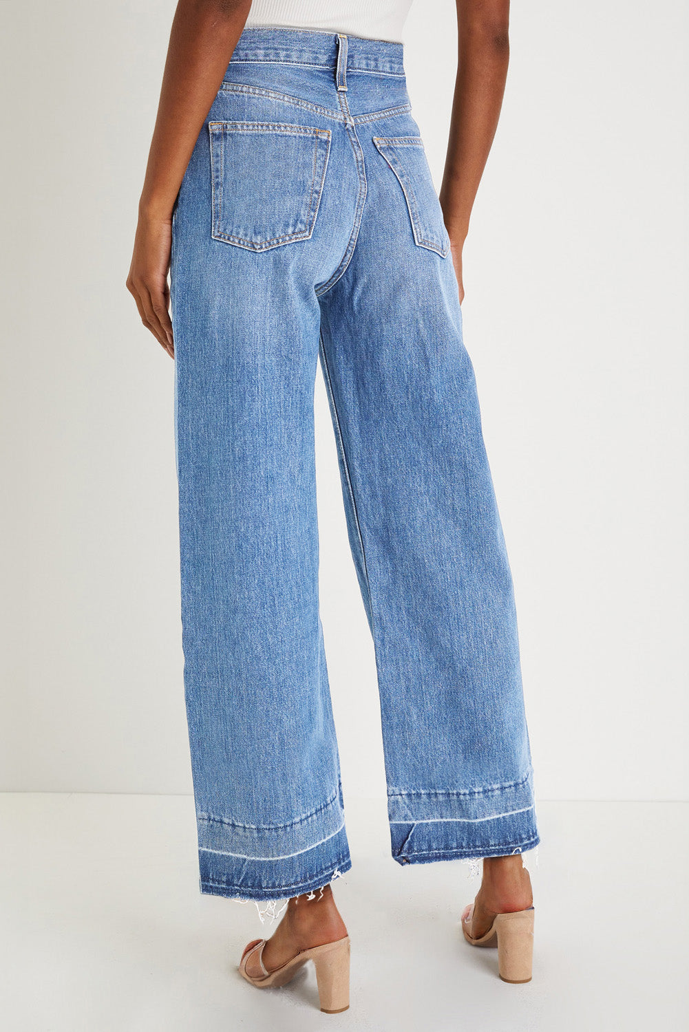 Real Teal Raw Hem Straight Leg Loose High Waist Jeans