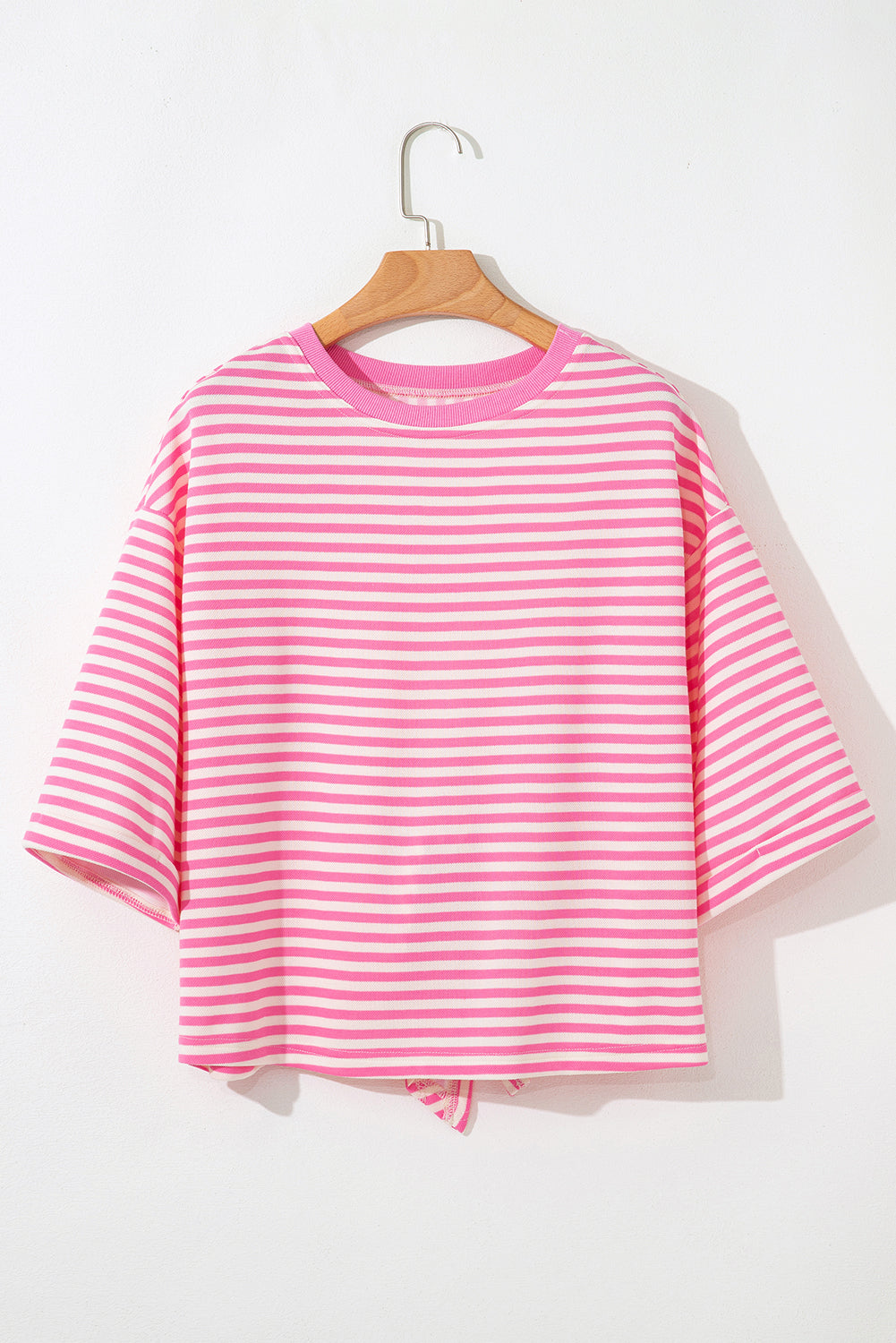 Black Stripe Bowknot Backless T-Shirt
