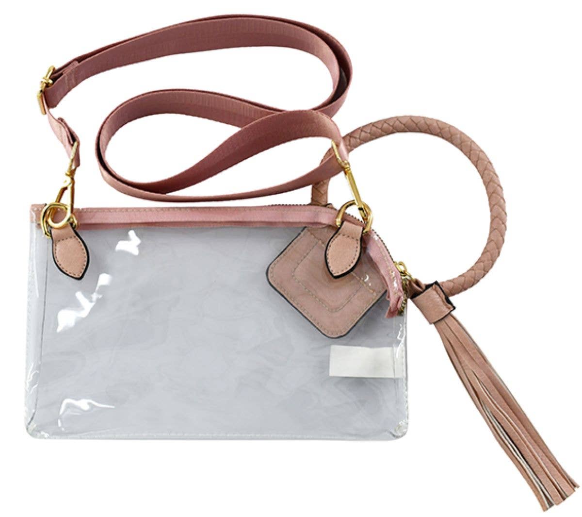 AD205T See Through Clear Cuff Handle Tassel Wrislet Clutch