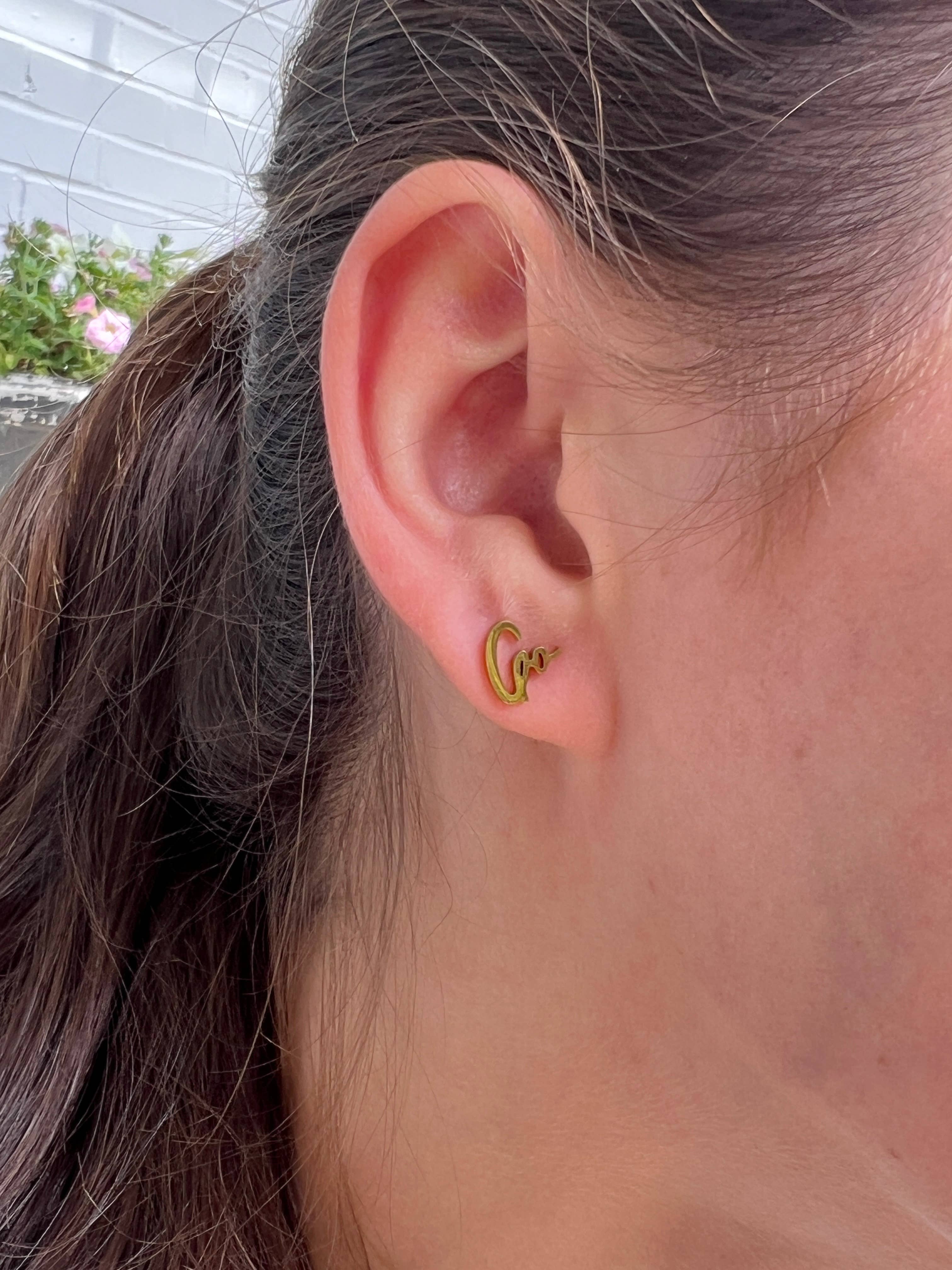 Go Vols Cute Game Day Gold Stud Earrings, Tennessee Gameday