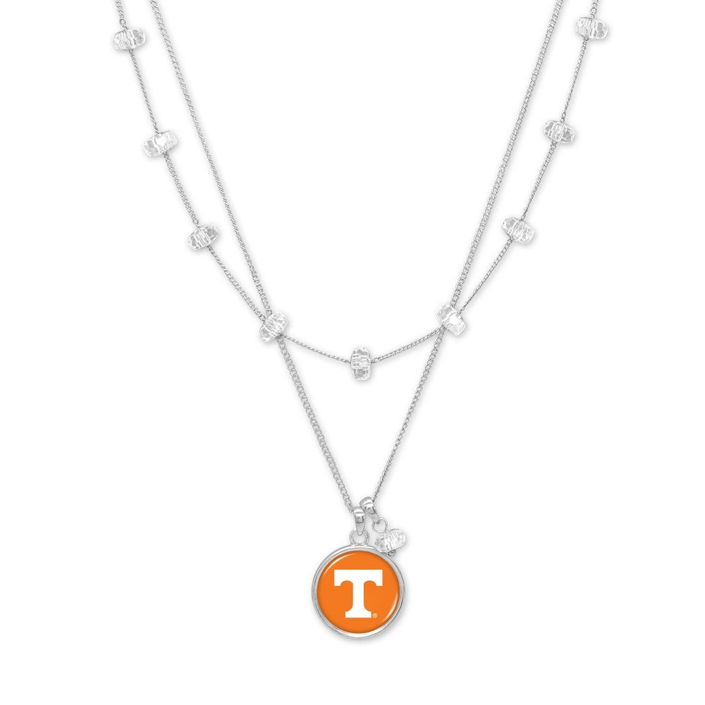 Officially Licensed Tennessee Necklace Featuring Layered Beaded Chain And Pendant