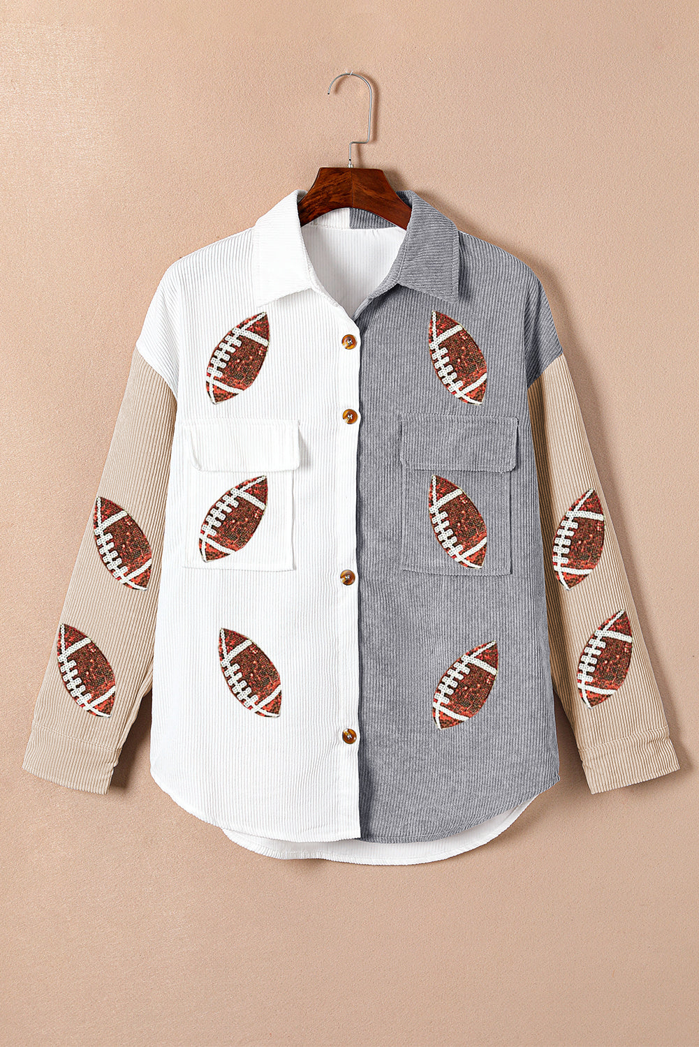 Corduroy Chic Sequin Football Shacket
