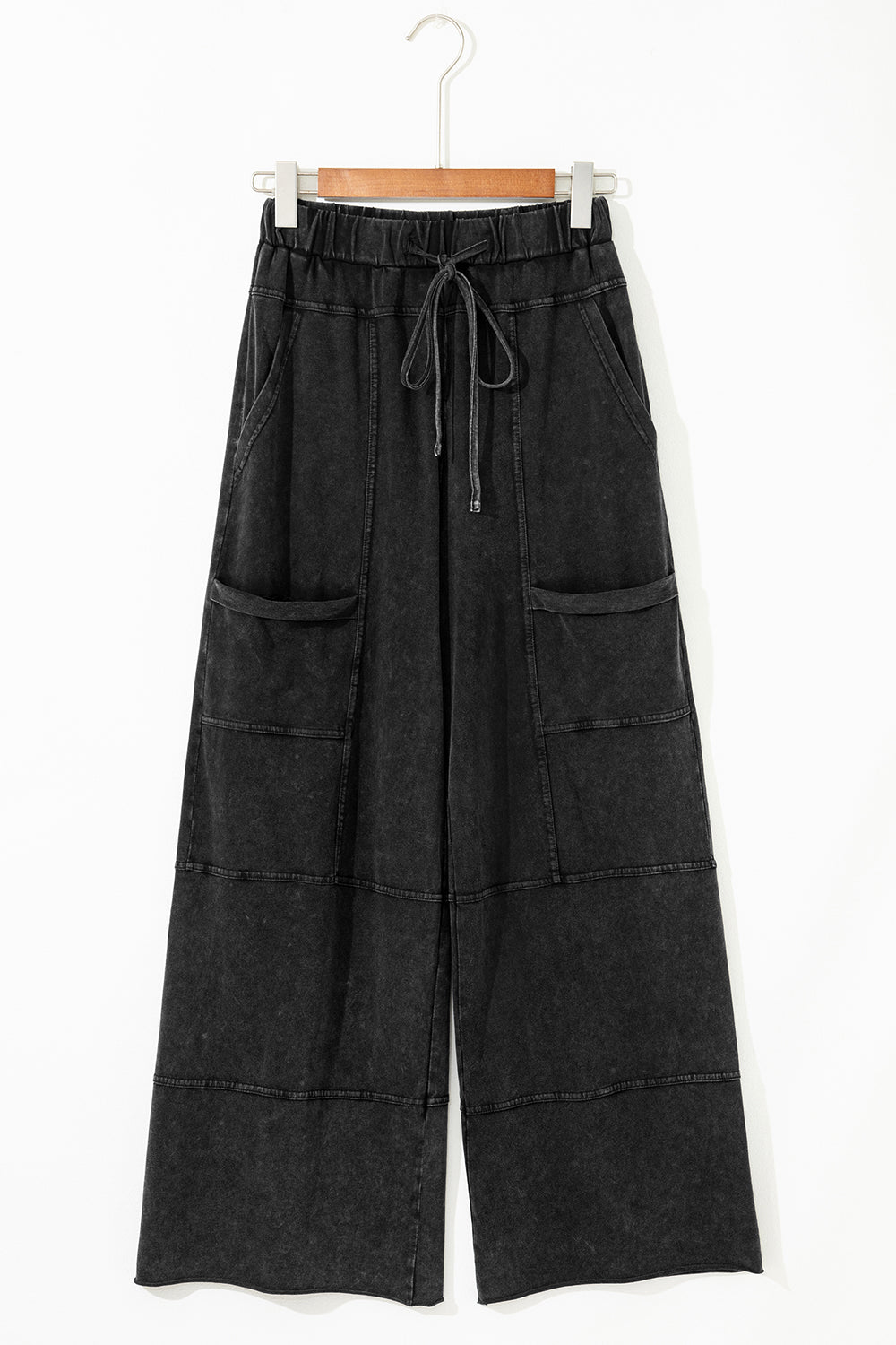 Bonbon Mineral Wash Exposed Seam Wide Leg Cargo Pants