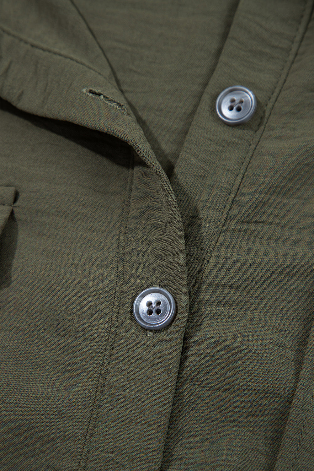 Moss Green Half Button Belted Utility Short Sleeve Jumpsuit