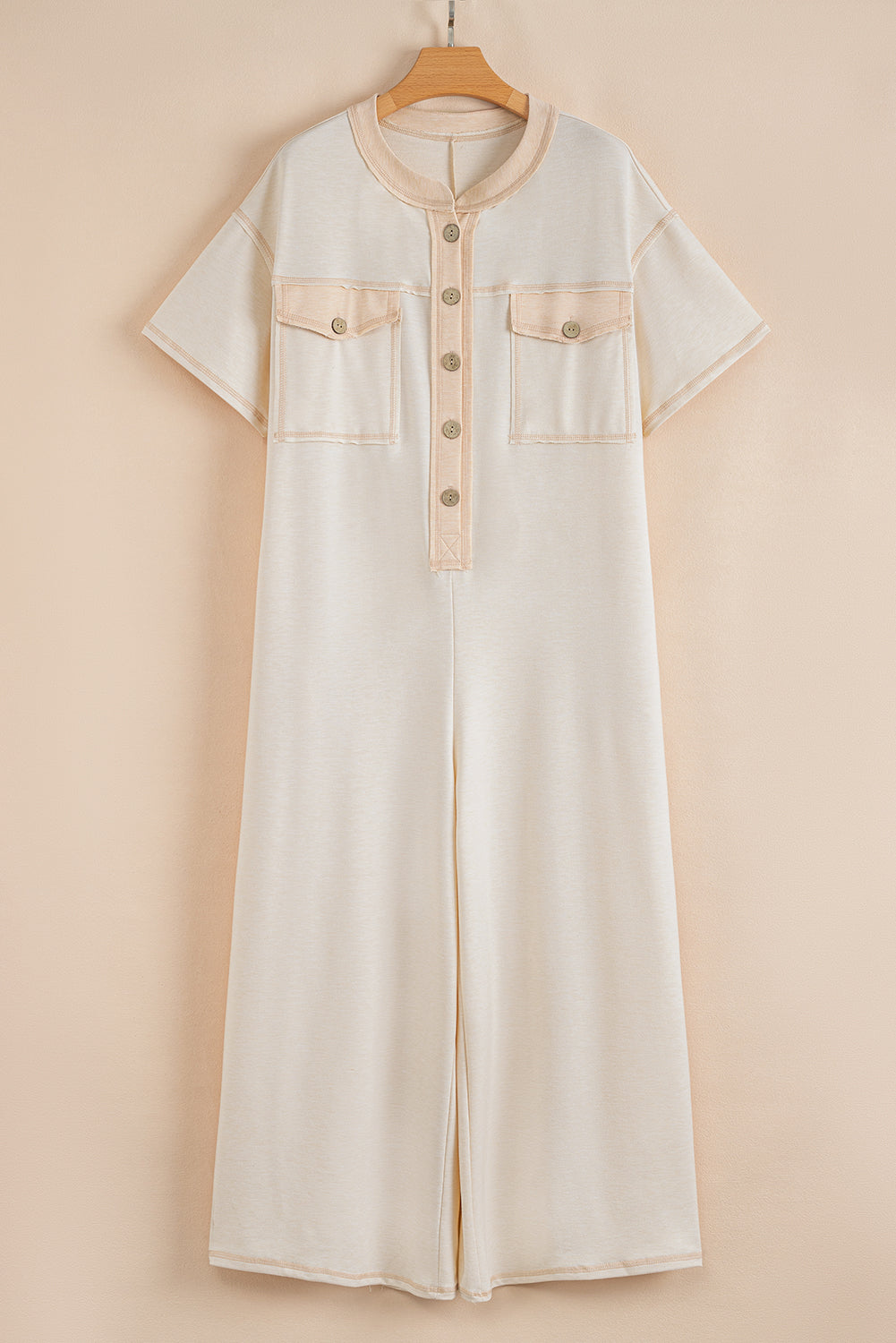 Beau Blue Patchwork Pocket Short Sleeve Jumpsuit