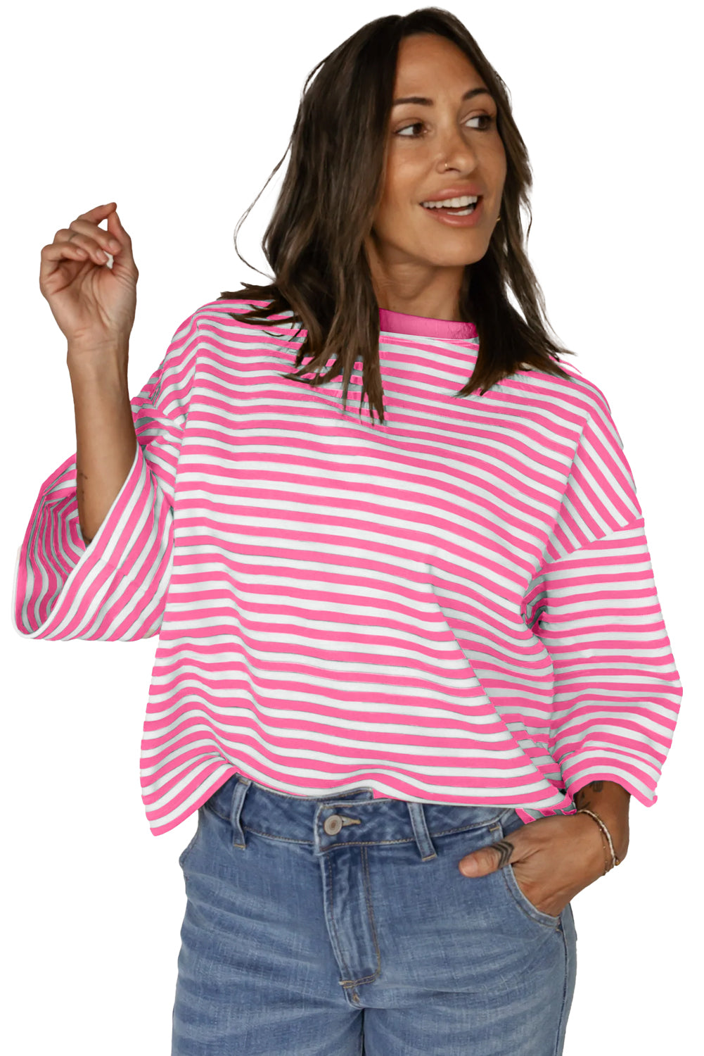 Black Stripe Bowknot Backless T-Shirt