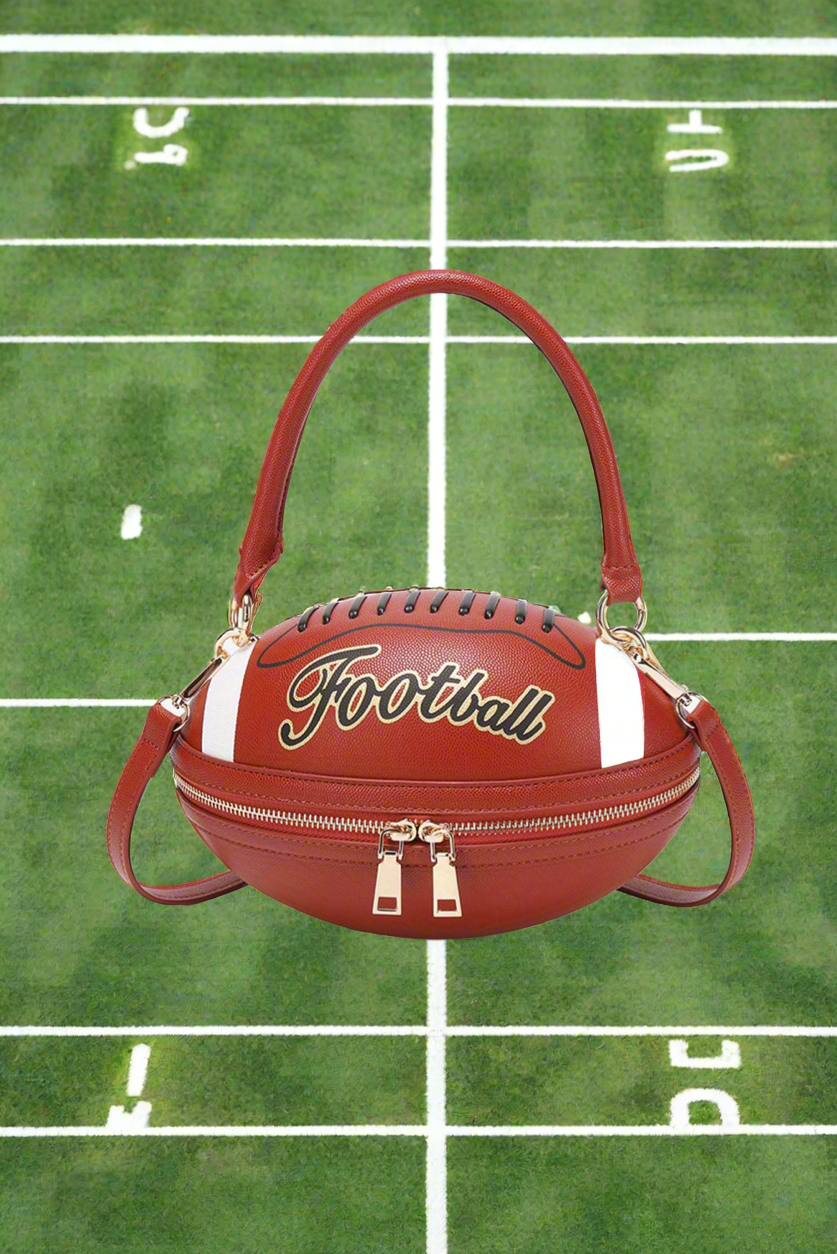 Chestnut PU Leather Football Shape Crossbody Bag