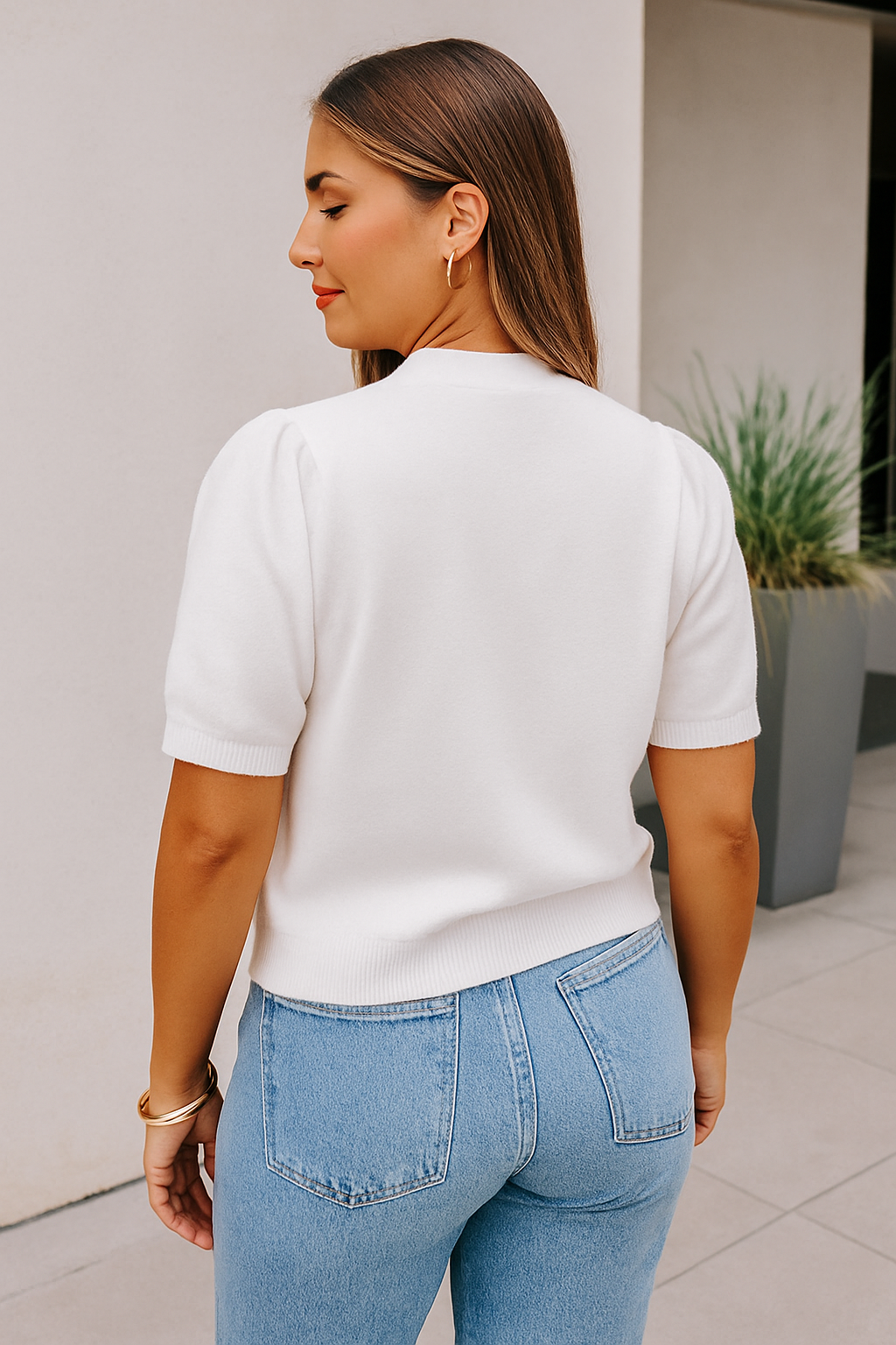 White Touch Down Script Knit Sweater