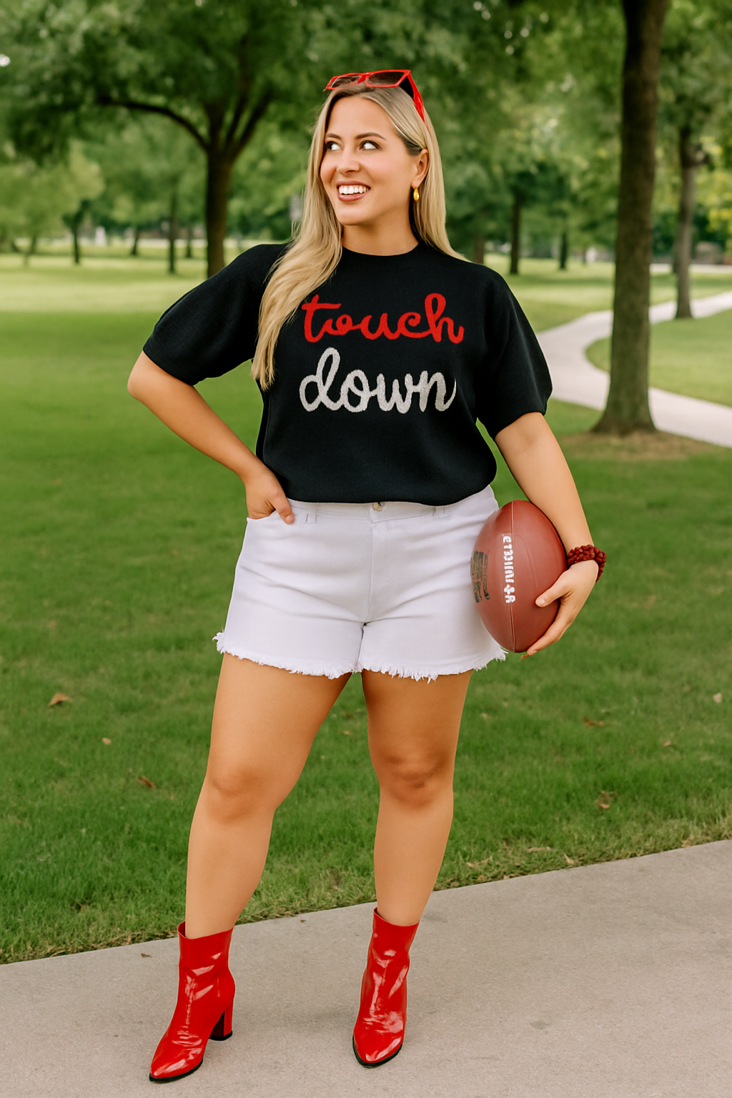 Black Touch Down Script Knit Sweater