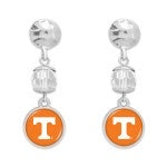 Officially Licensed Hammered Silver And Beaded Tennessee Drop Earrings