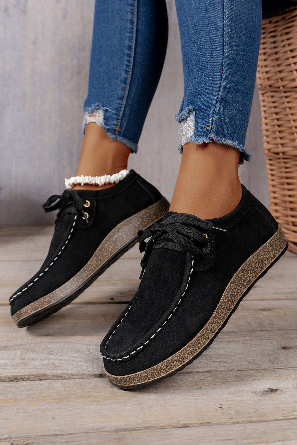 Coffee Lace Up Casual Shoes
