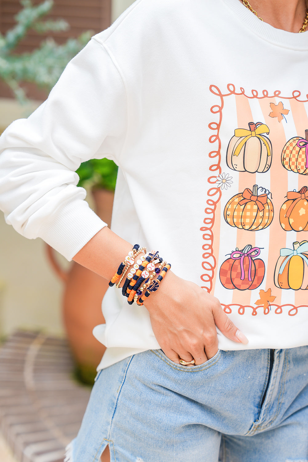 Russet Orange Game Day Baseball Bracelet Set