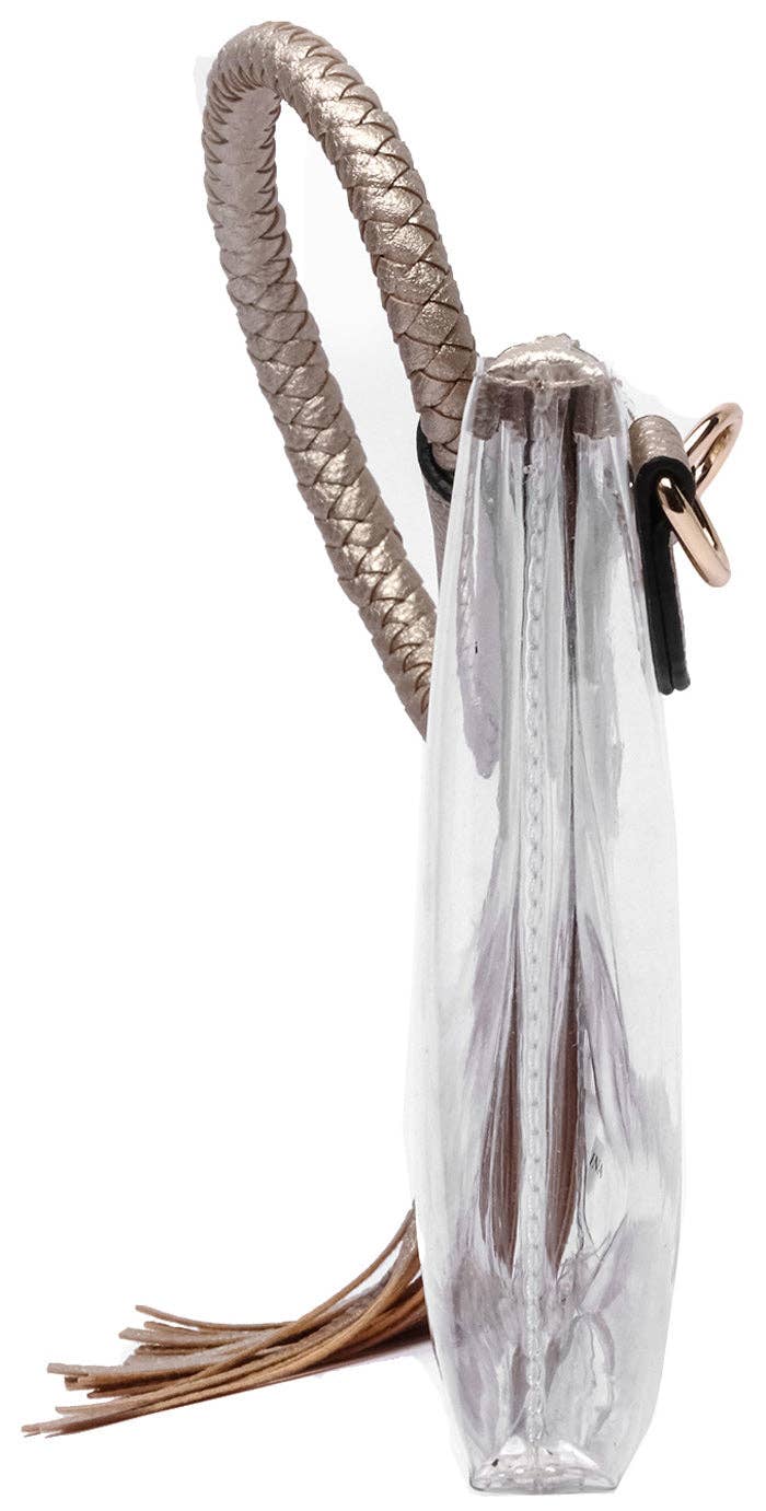 AD205T See Through Clear Cuff Handle Tassel Wrislet Clutch