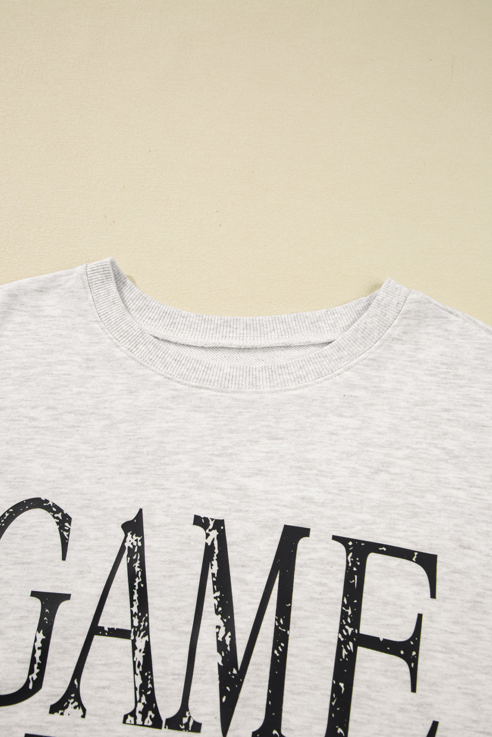 Black GAME DAY Vintage Washed Letter Graphic Baggy Sweatshirt