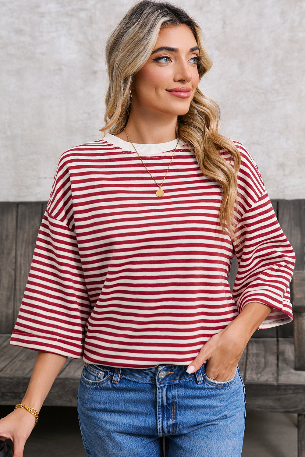 Black Stripe Bowknot Backless T-Shirt