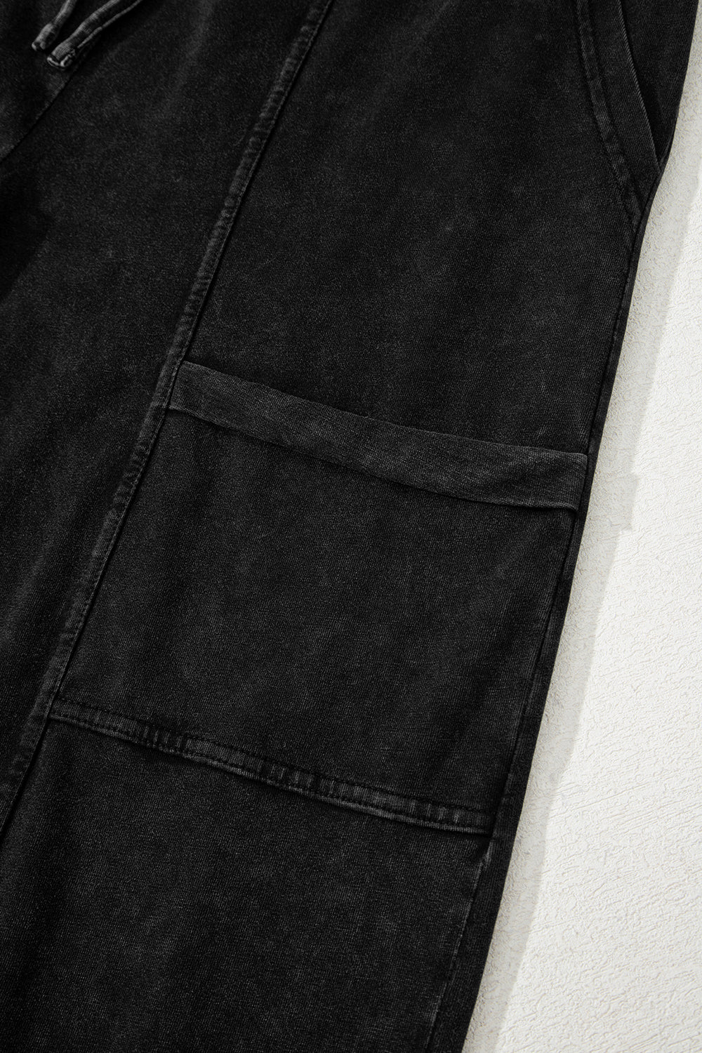 Bonbon Mineral Wash Exposed Seam Wide Leg Cargo Pants