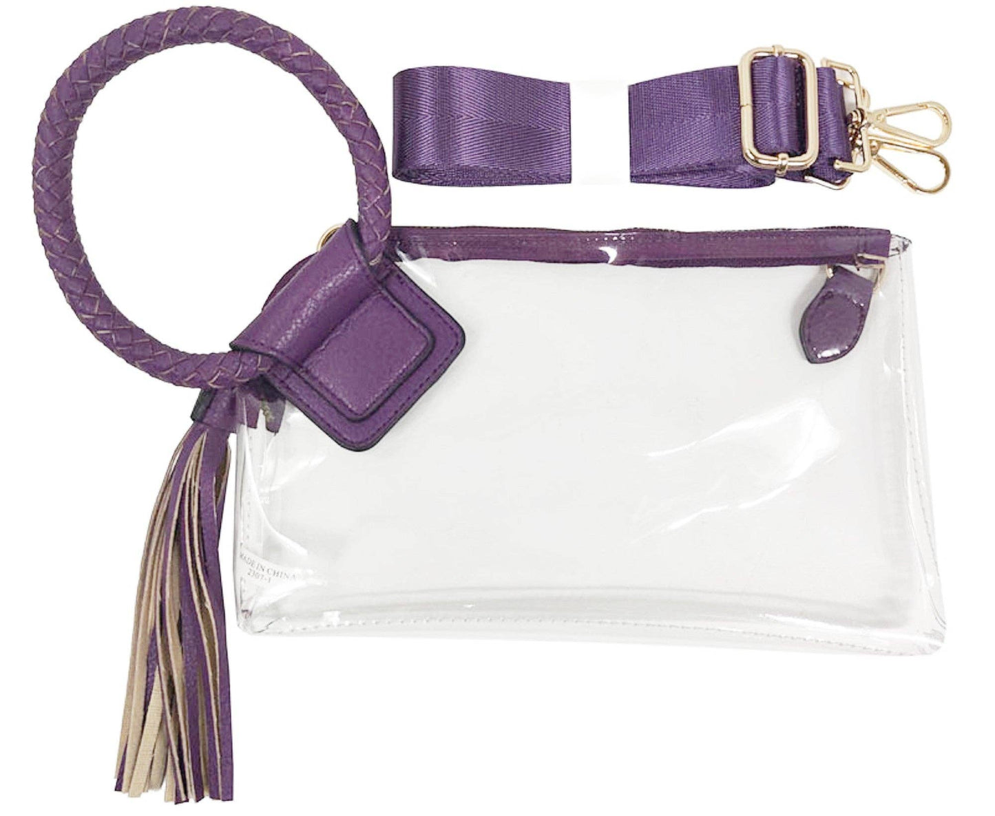 AD205T See Through Clear Cuff Handle Tassel Wrislet Clutch