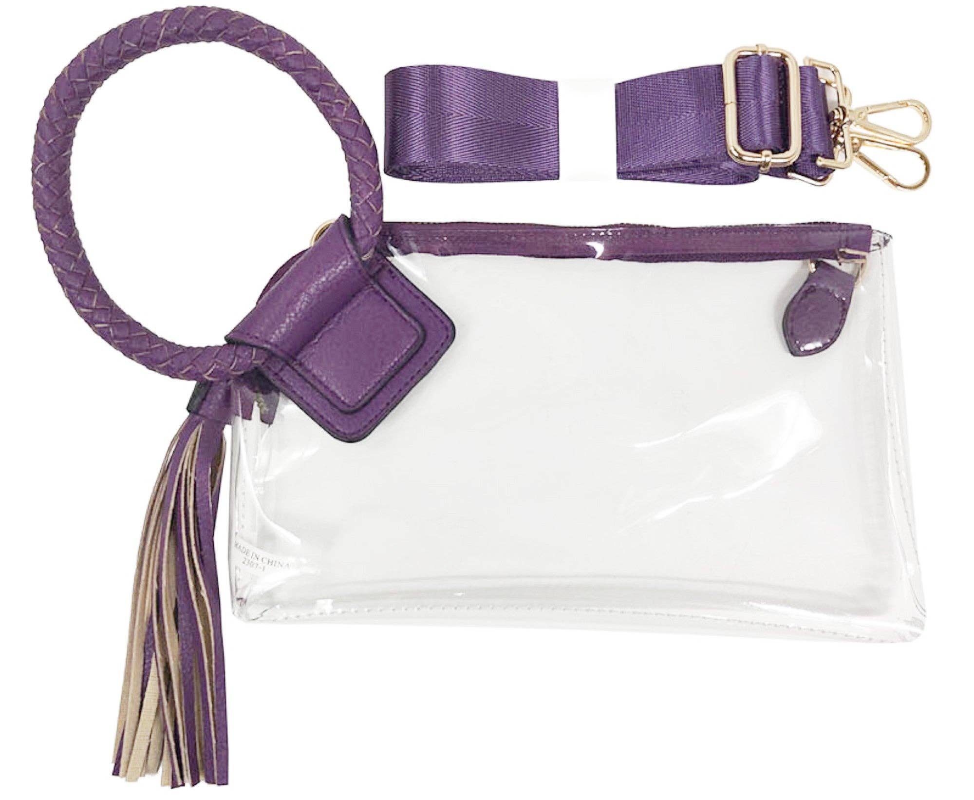 See Through Clear Cuff Handle Tassel Game Day Wrislet Clutch