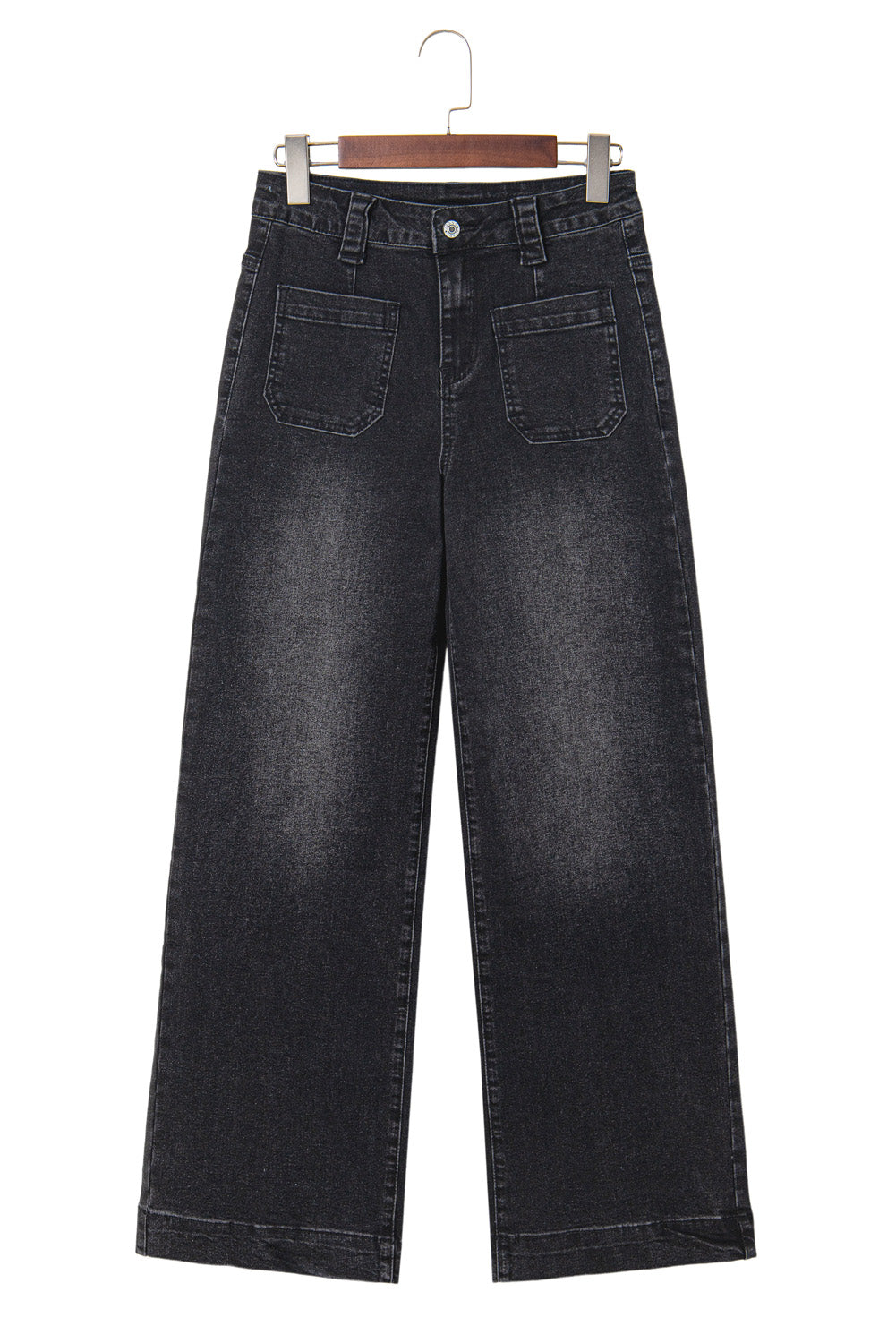 Sail Blue Wide Leg Pocketed High Waist Jeans