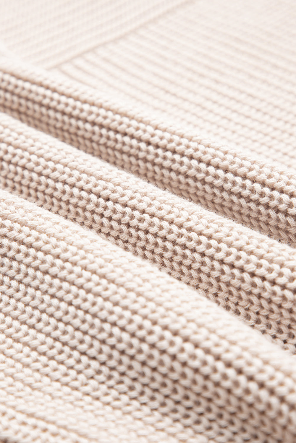 Parchment Mixed Texture Patchwork Knitted Lantern Sleeve Sweater