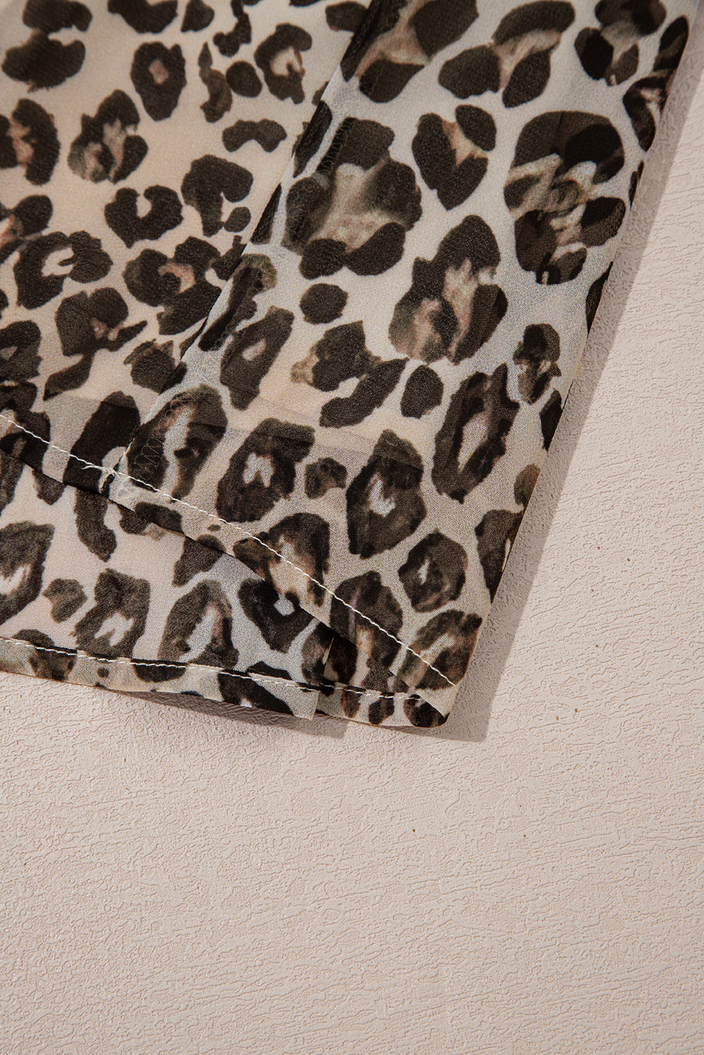 Khaki Leopard 3/4 Sleeve V Neck Swing Dress