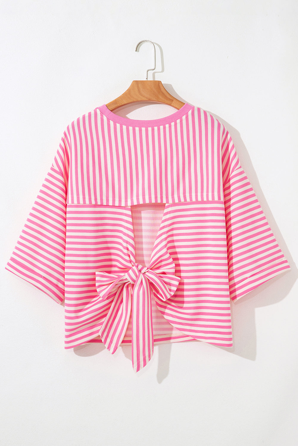 Black Stripe Bowknot Backless T-Shirt
