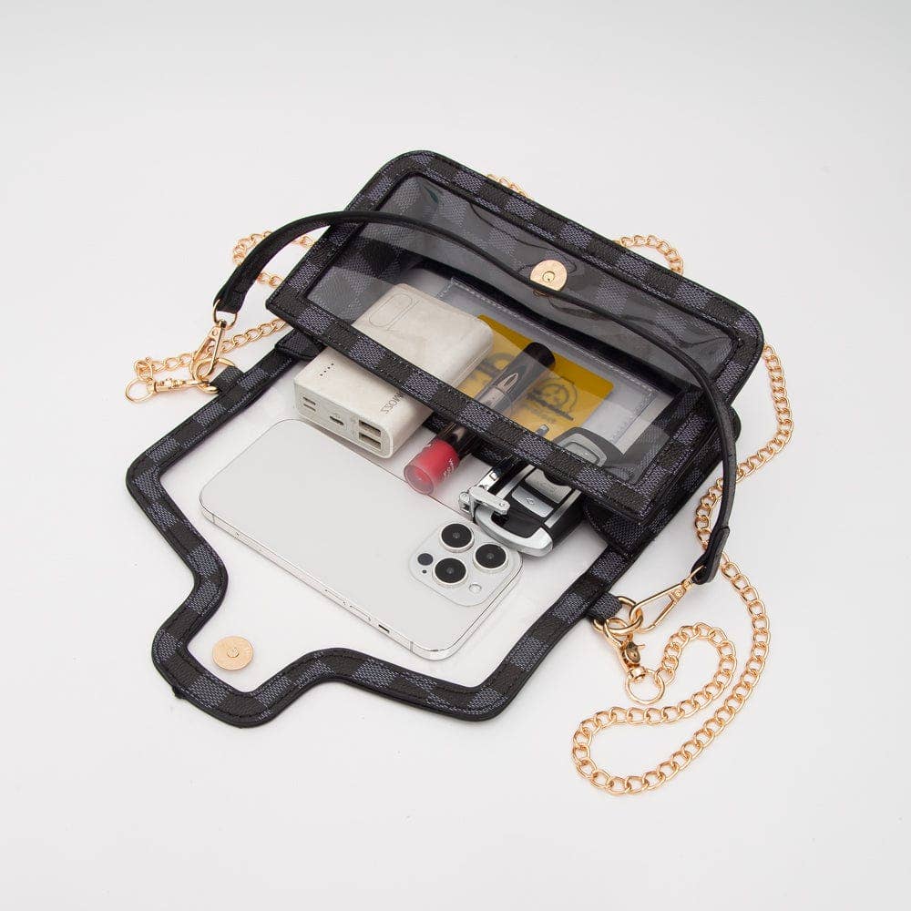 TG10756 Becky Checker Crossbody Bag With Chain Strap