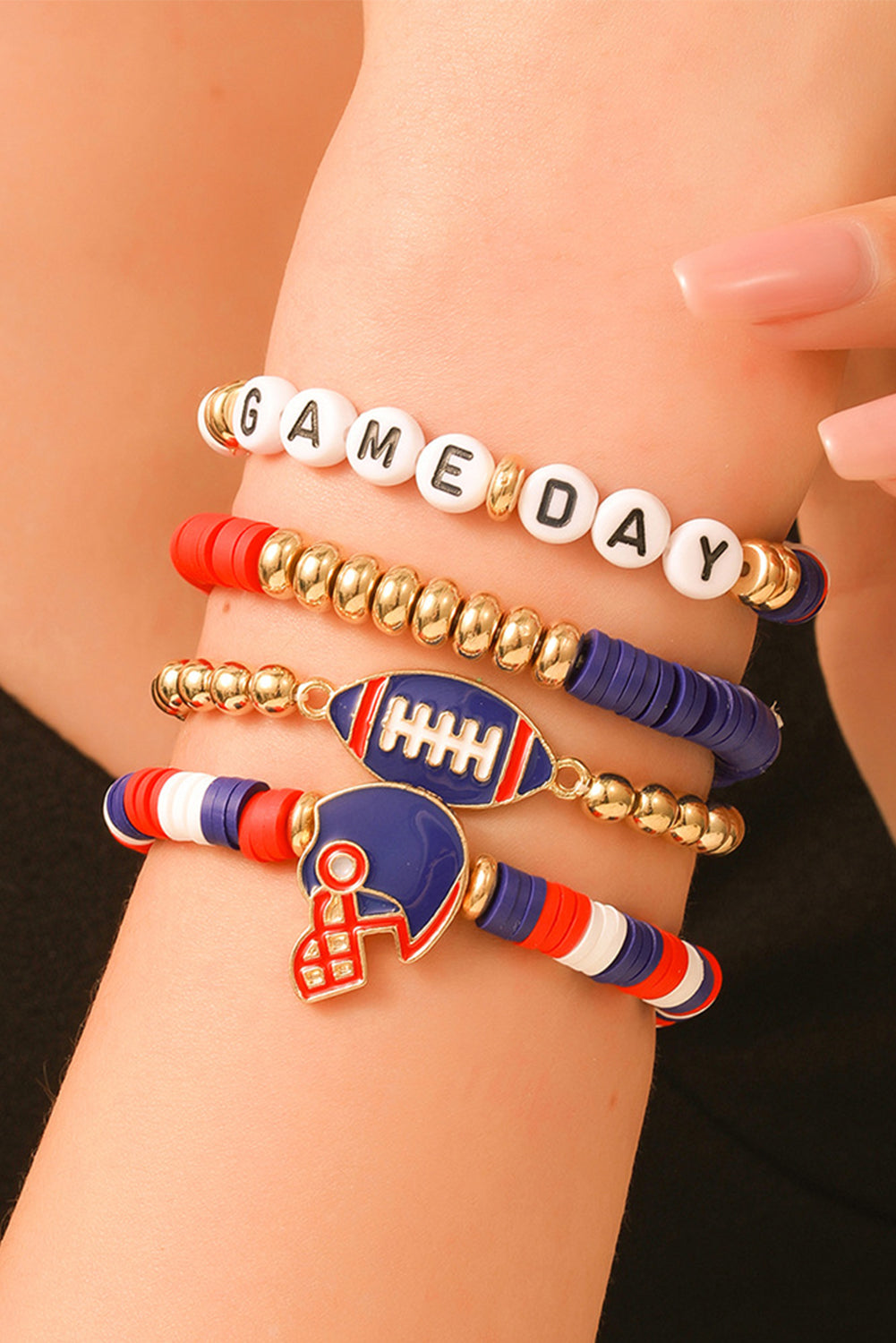 Dark Blue GAME DAY Beaded Bracelet Set
