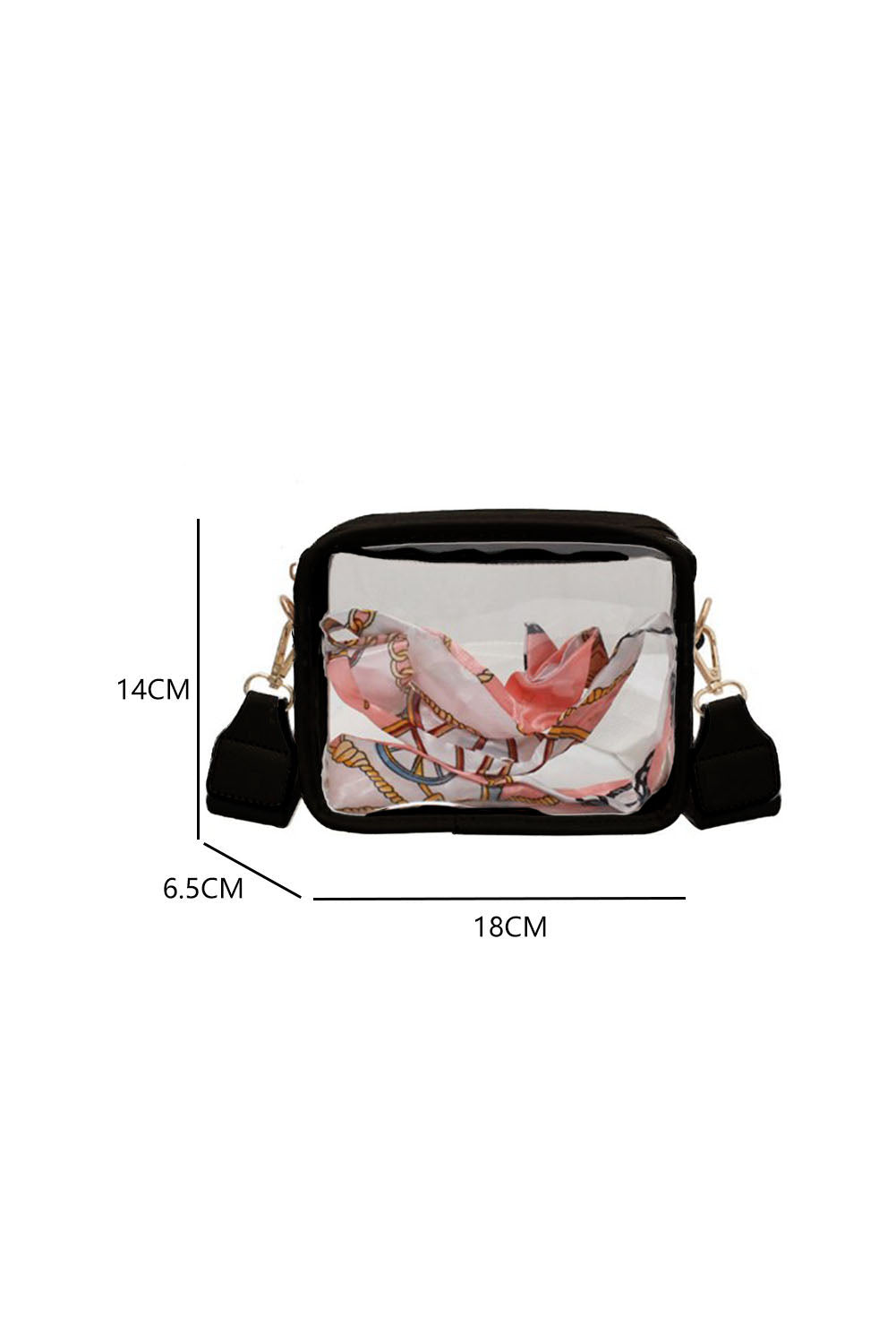 Black Clear PVC Wide Strap Crossbody Bag