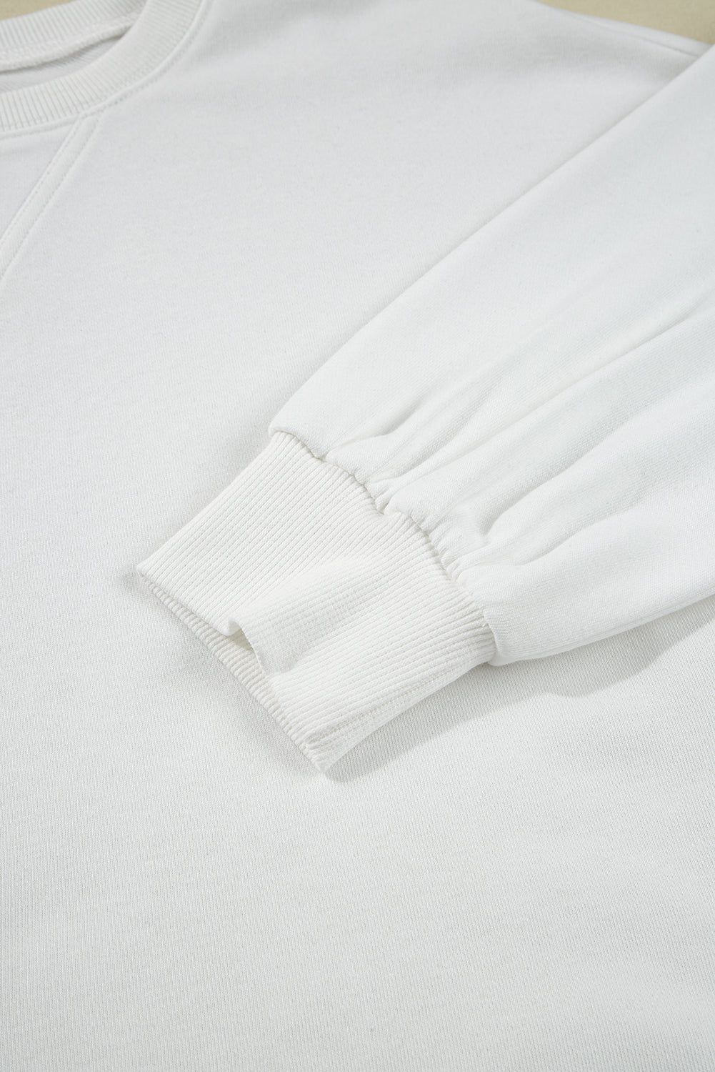 White Striped Ruffle Hem Long Sleeve Pullover and Shorts Set