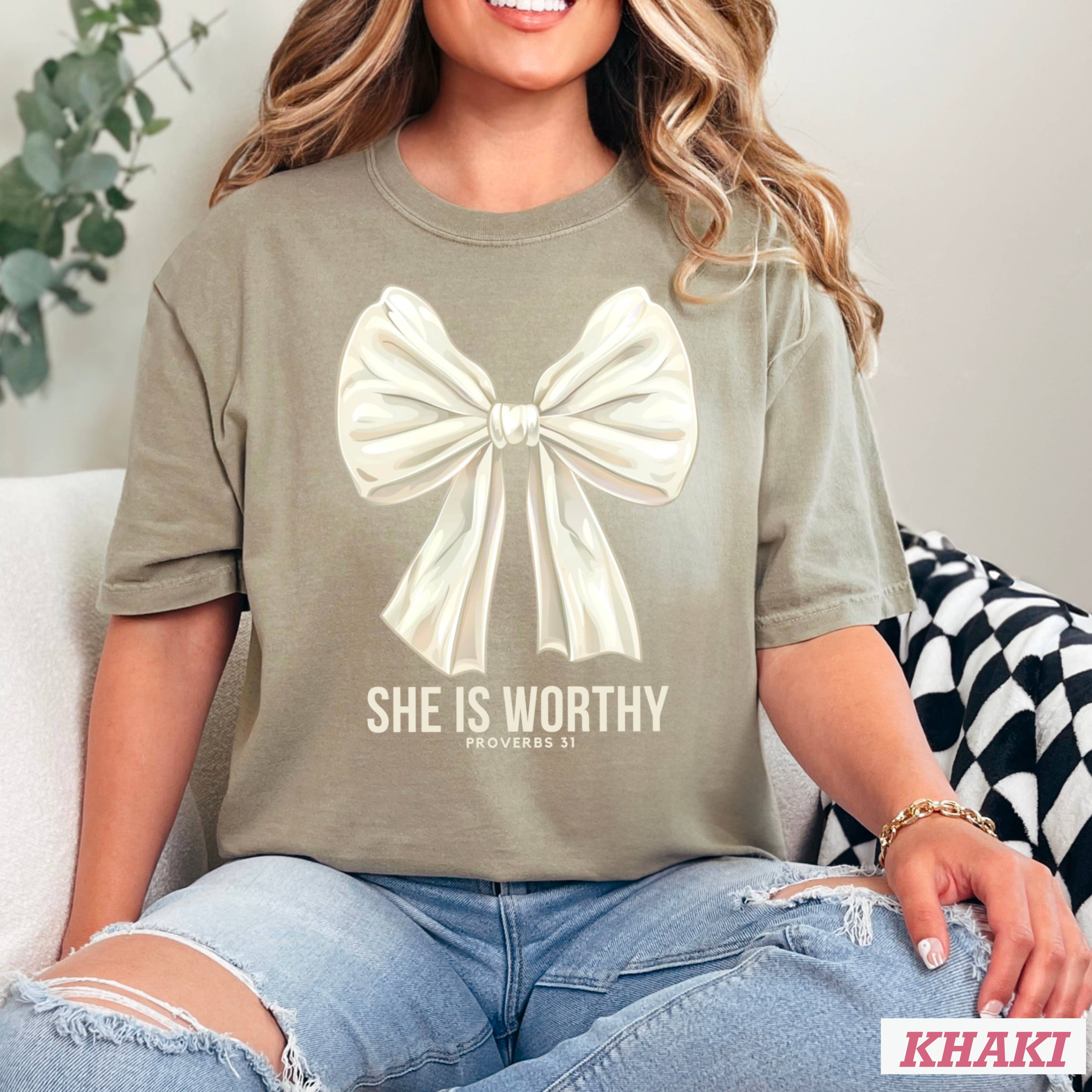 She Is Worthy Graphic Tee | Christian Apparel |Comfort Color