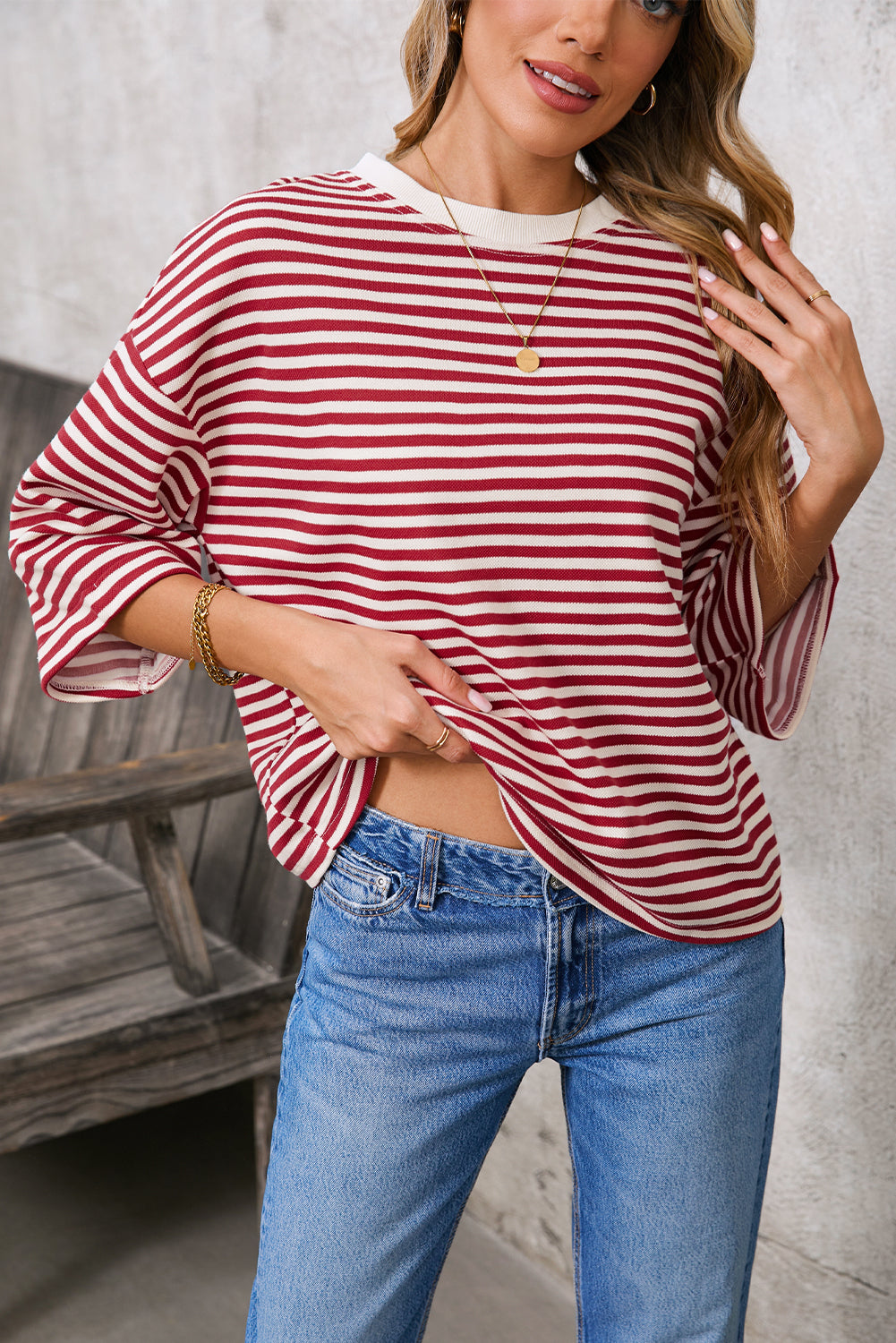 Black Stripe Bowknot Backless T-Shirt