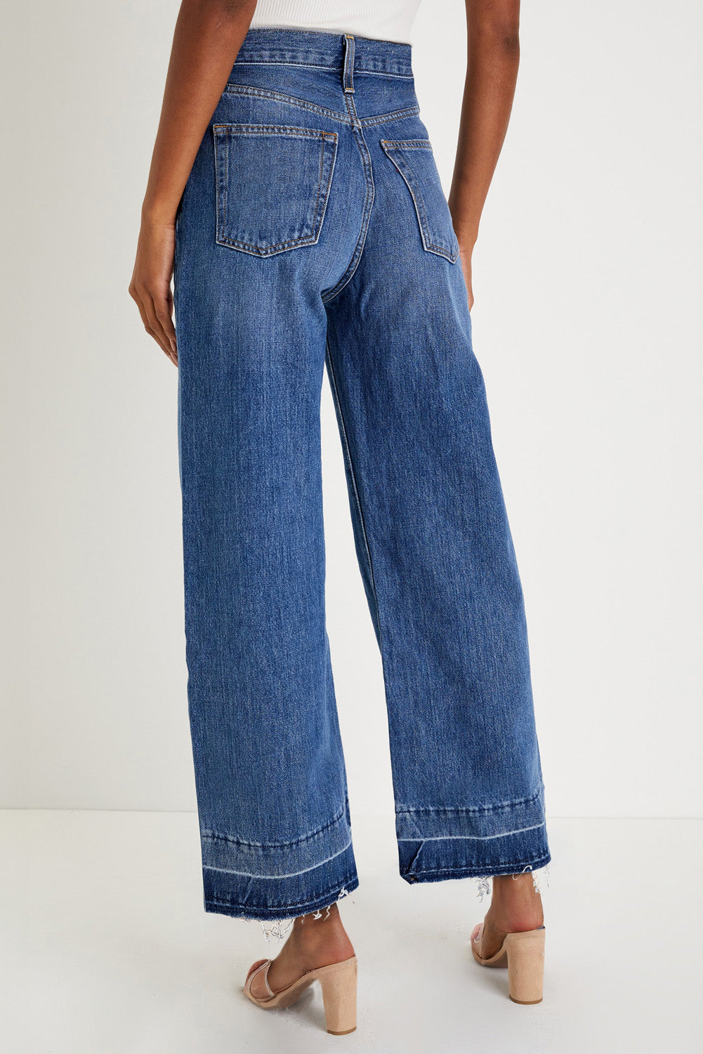 Real Teal Raw Hem Straight Leg Loose High Waist Jeans