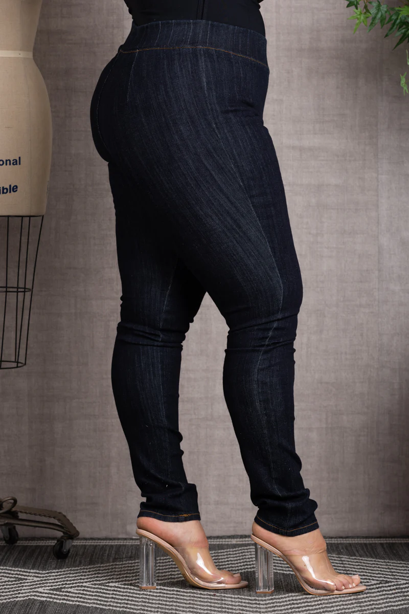 HIGH RISE ELASTIC WAIST BAND PLUS SIZE SKINNY JEANS