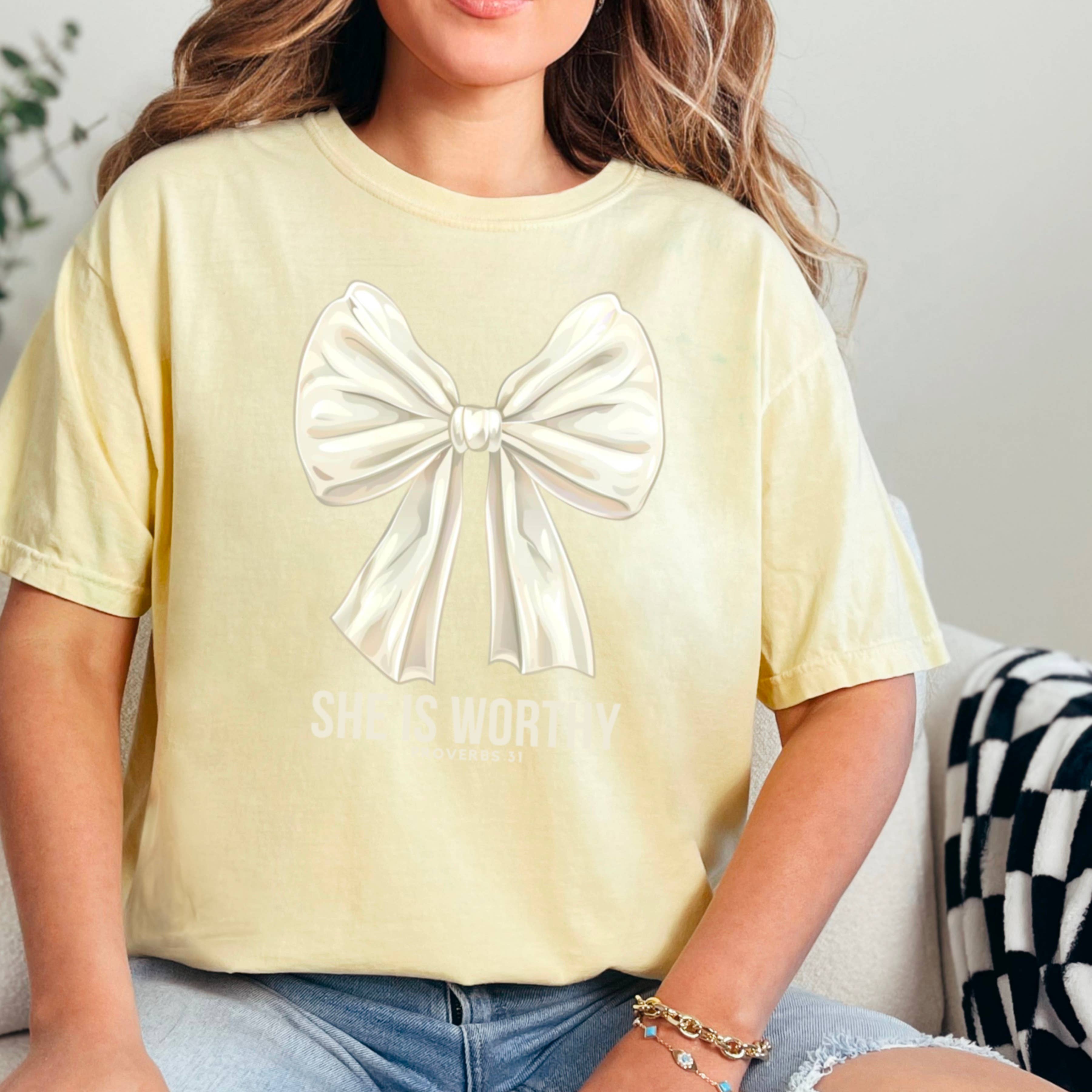 She Is Worthy Graphic Tee | Christian Apparel |Comfort Color