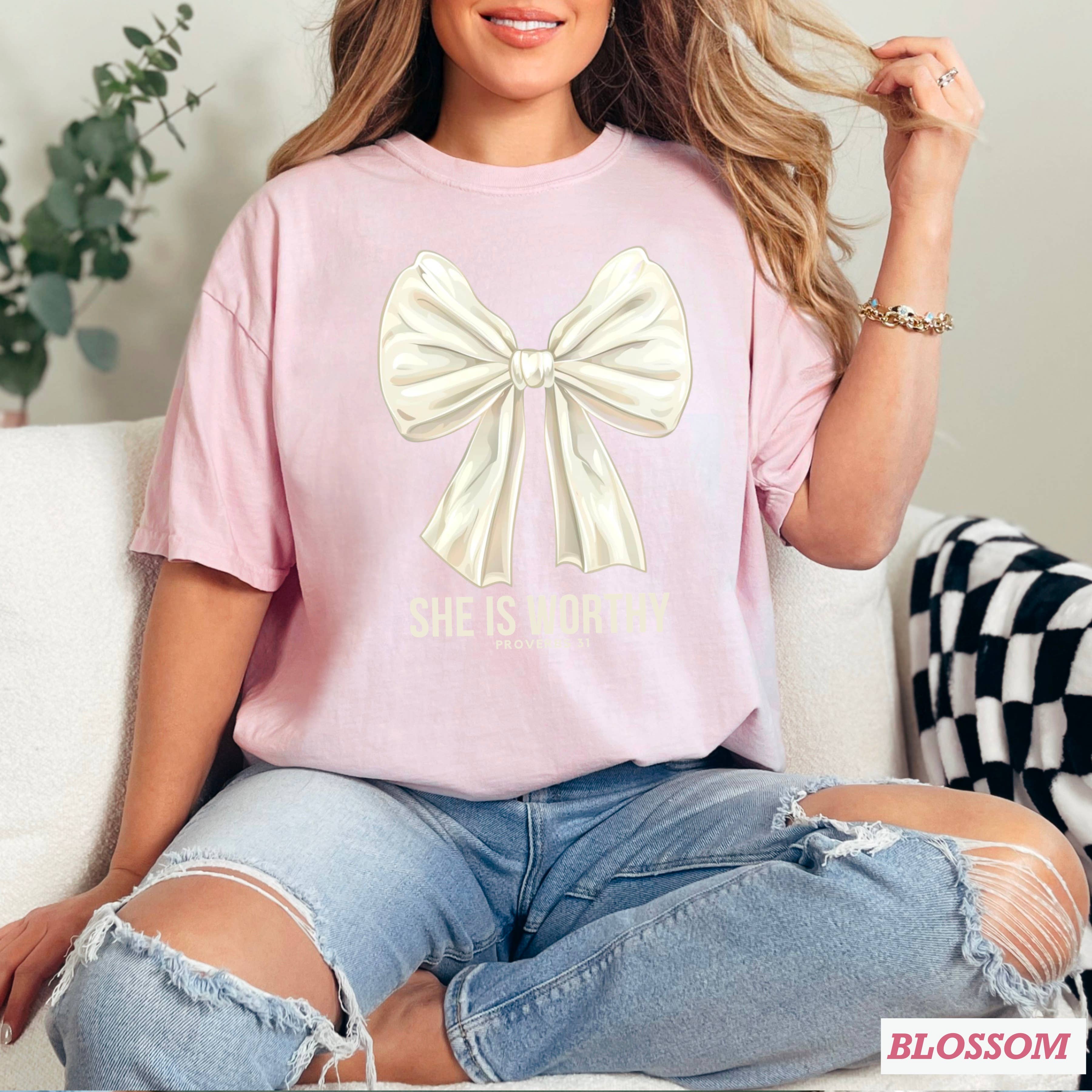 She Is Worthy Graphic Tee | Christian Apparel |Comfort Color