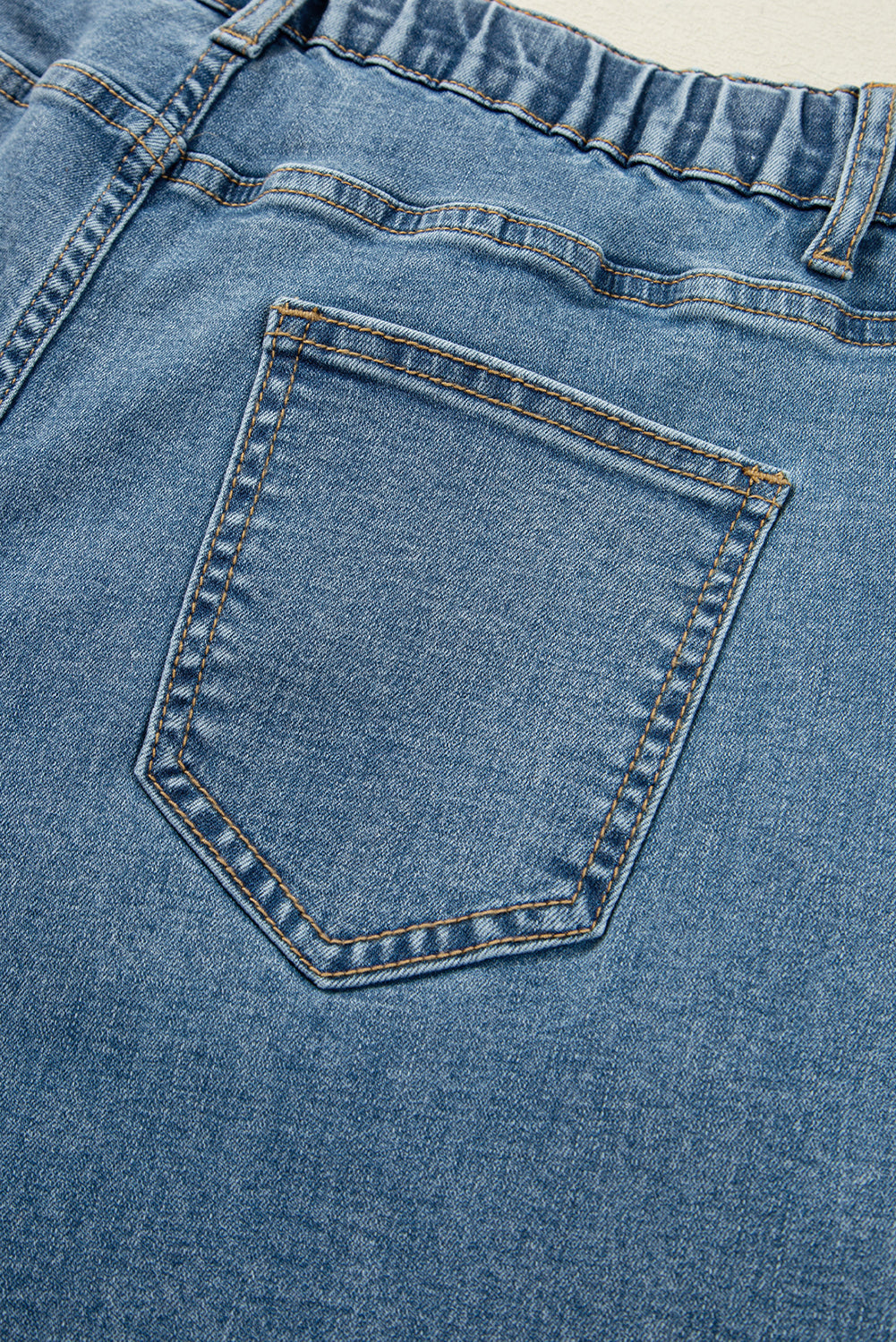 Dusk Blue Medium Wash Drawstring Waist Wide Leg Jeans